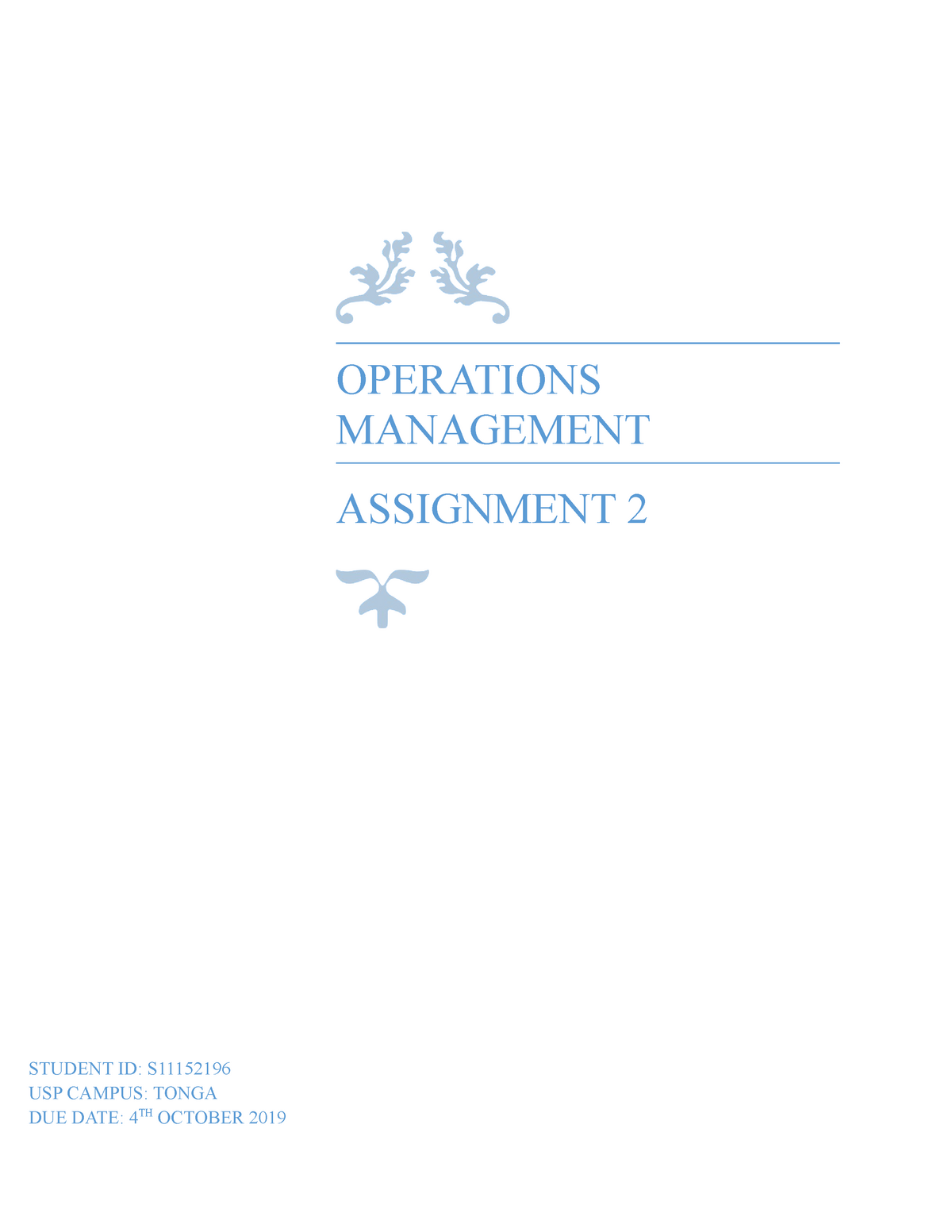 operations management assignment 2