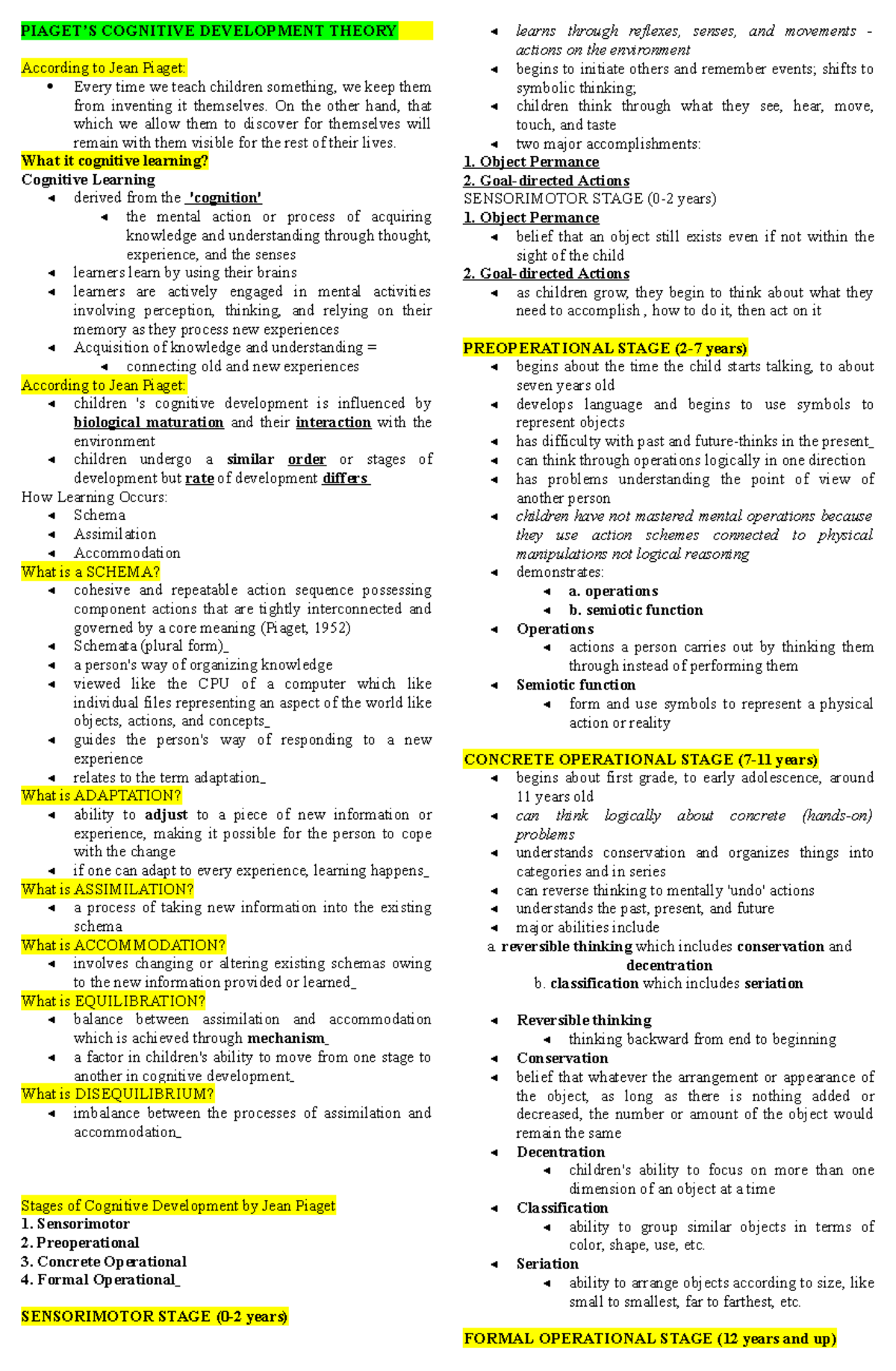 EDU 531 P2 Handout - it is a lecture note about learning facilitating ...