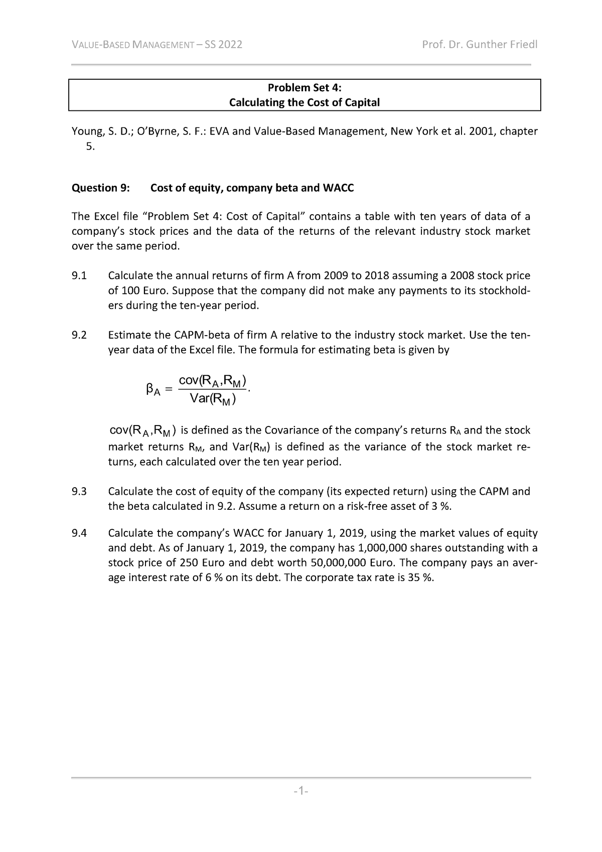 ps-4-problem-set-value-based-management-ss-2022-prof-dr-gunther-friedl-1-problem-set