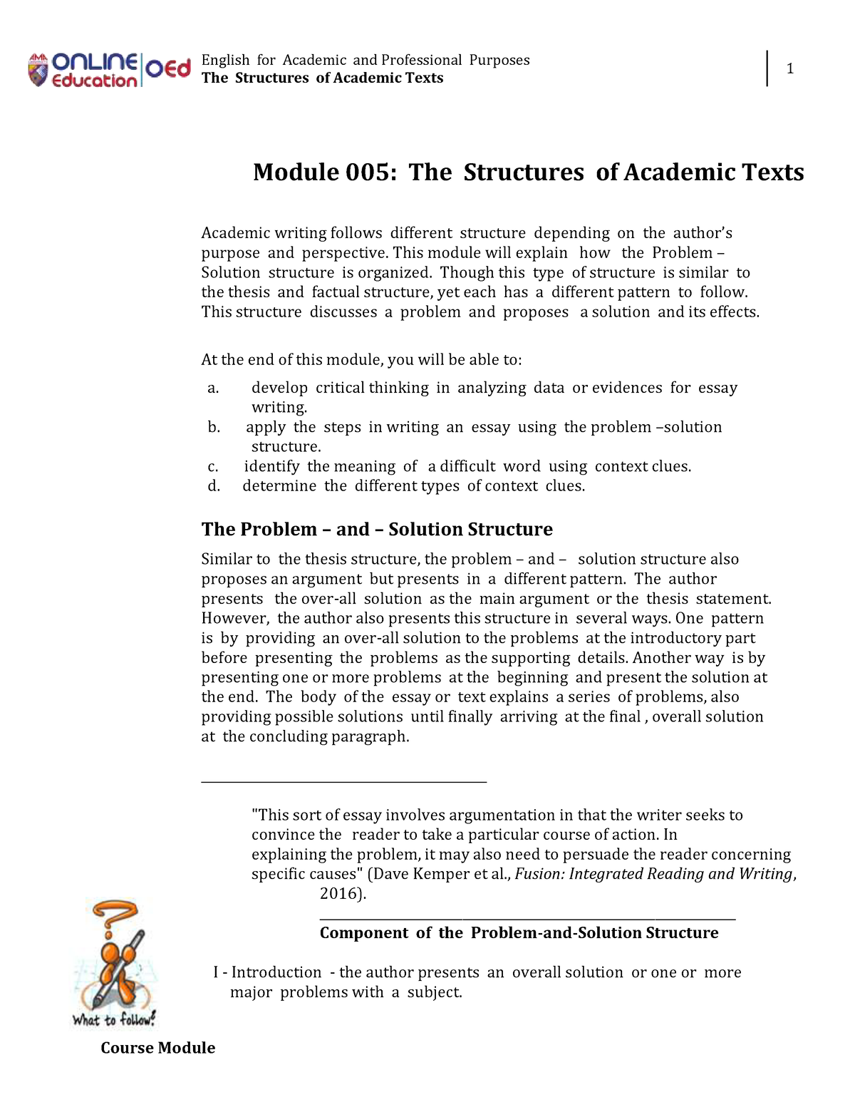 Week 005 Module The Structure Of Academic Text English For Academic 