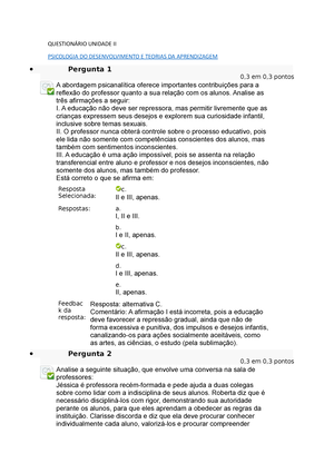 Atividade Tele Aula Ii Questionarios Pergunta Em Pontos Com