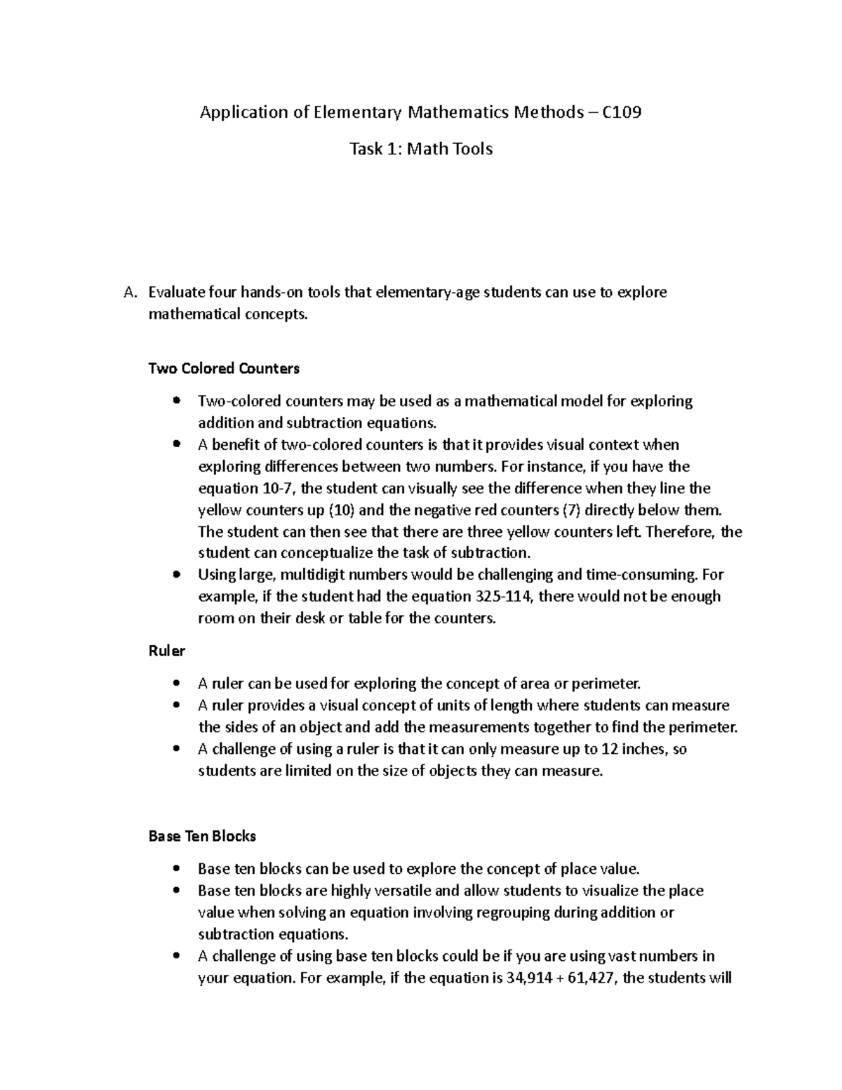 Lesson Plan-Math-C109 - Application Of Elementary Mathematics Methods ...