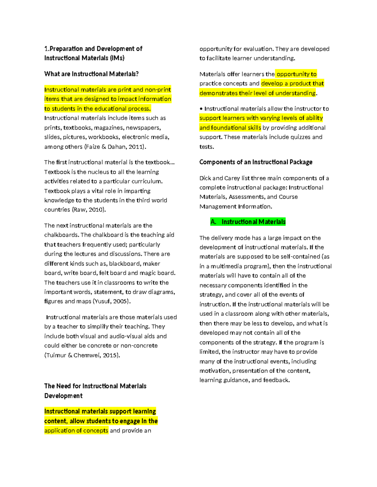 VED-217- Reviewer - 1 and Development of Instructional Materials (IMs ...