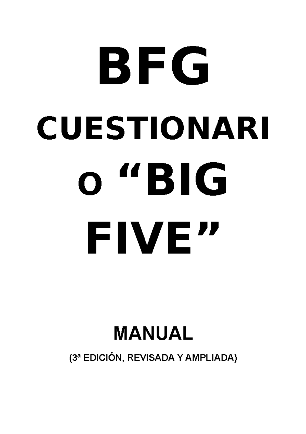 Manual BFQ - BFG CUESTIONARI O “BIG FIVE” MANUAL (3ª EDICIÓN, REVISADA ...
