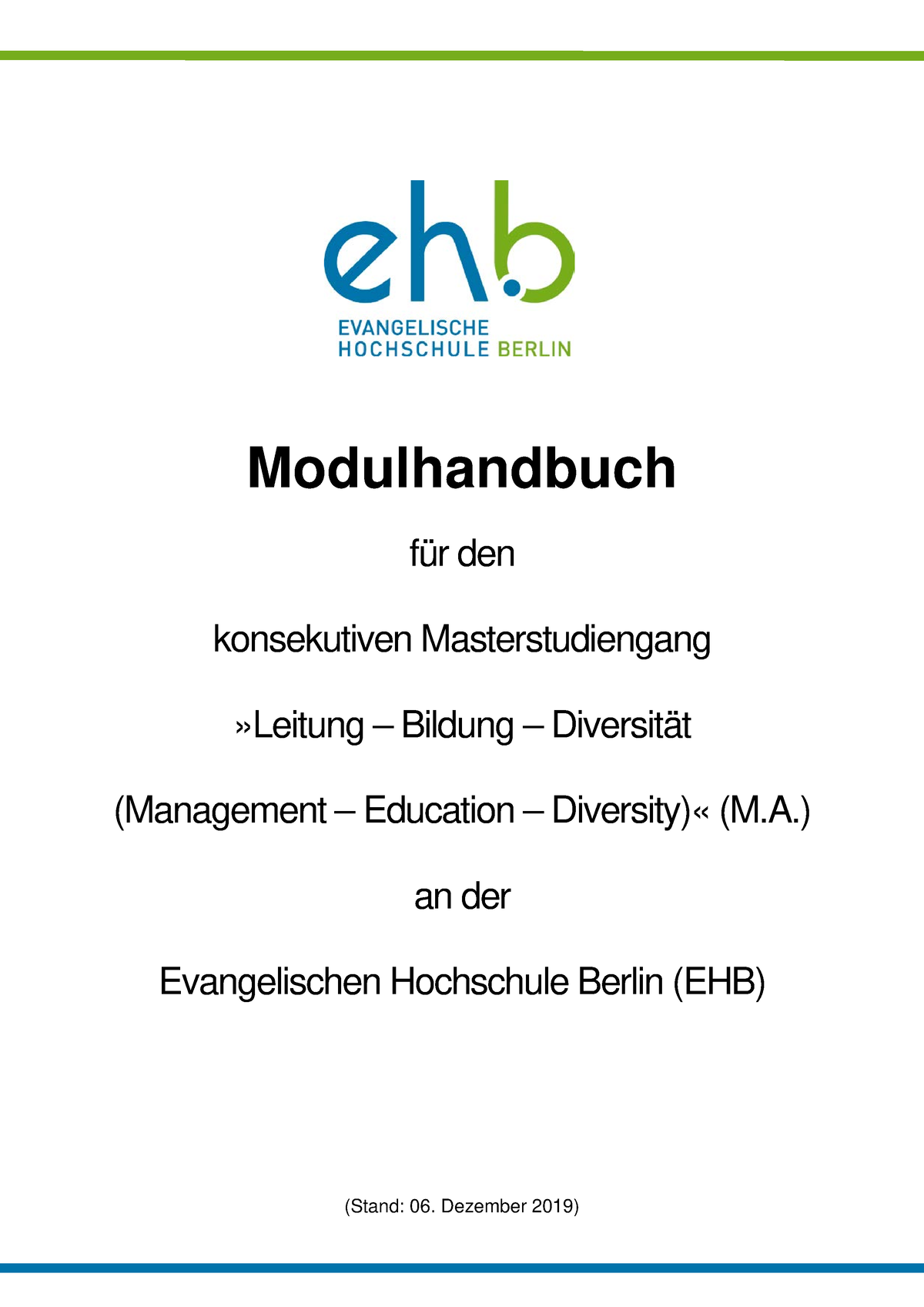 Modulhandbuch Leitung Bildung Diversitaet - Modulhandbuch Für Den ...