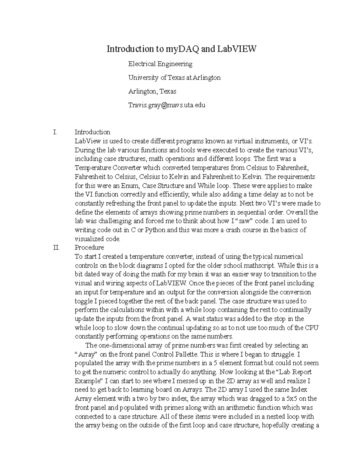 Lab Report Lab 2 - Introduction to myDAQ and LabVIEW Electrical ...