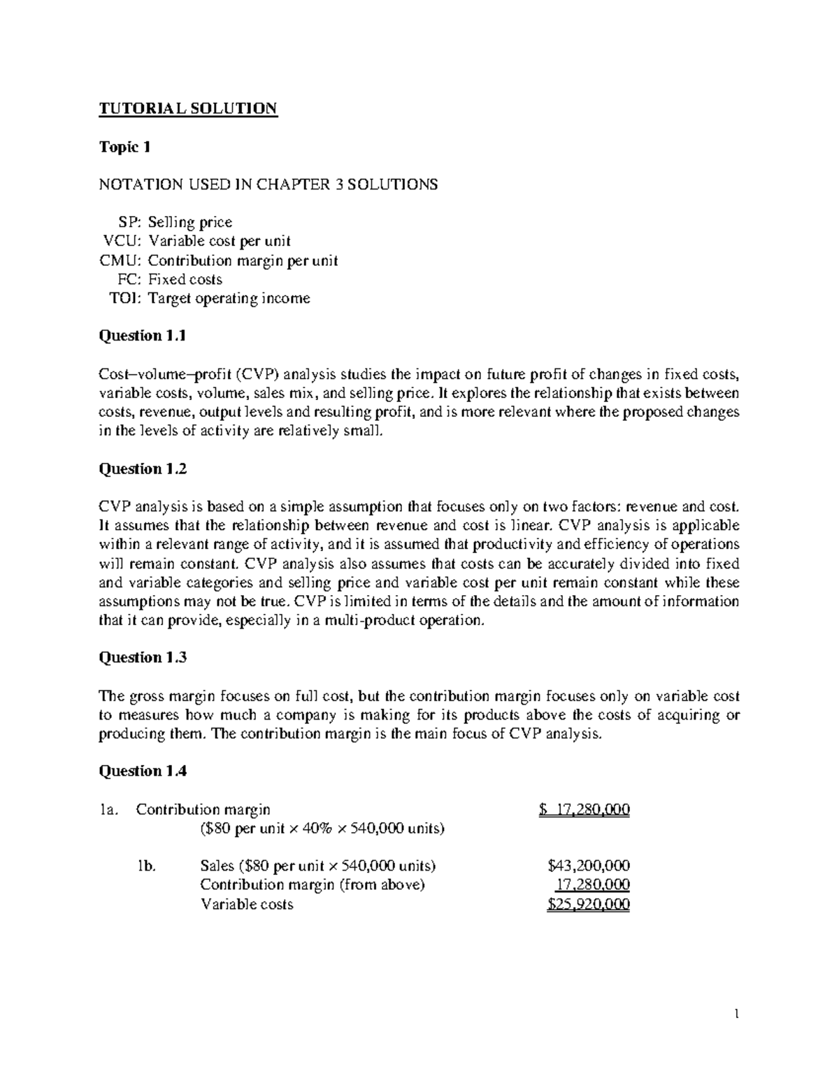 MADM Topic 1 Tute Solution - TUTORIAL SOLUTION Topic 1 NOTATION USED IN ...