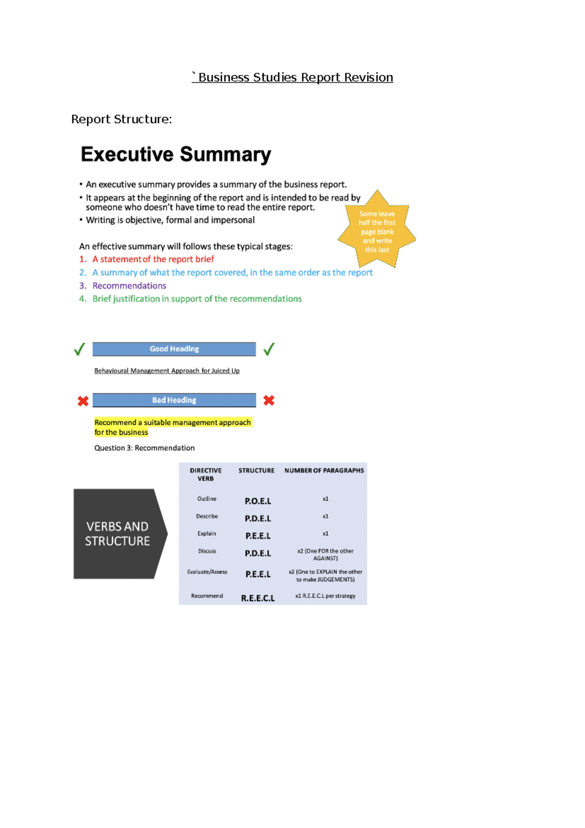 Business Studies Report Revision - `Business Studies Report Revision ...