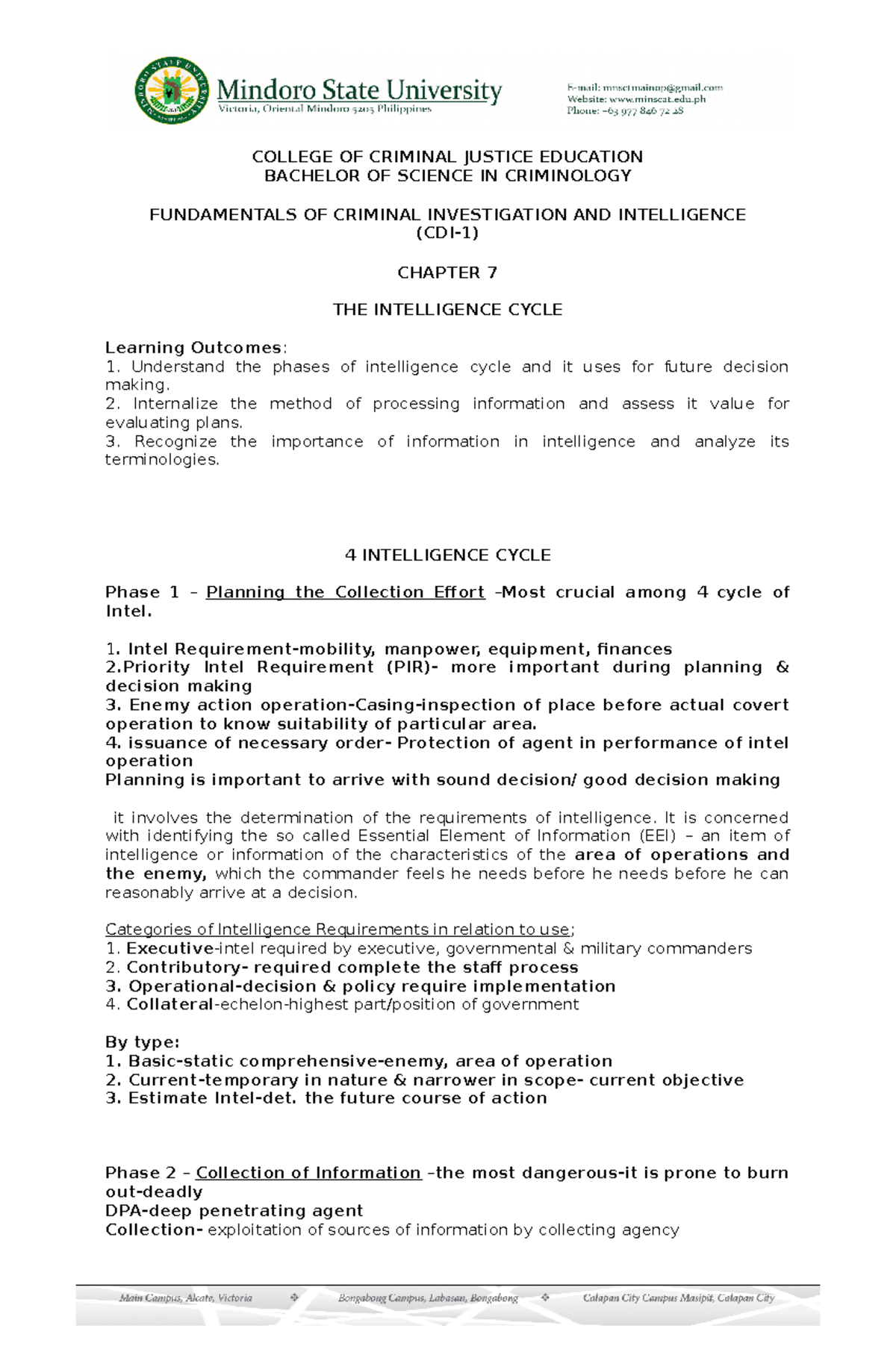 CDI 1 Chapter 7 8 for Crim COLLEGE OF CRIMINAL JUSTICE EDUCATION BACHELOR OF SCIENCE IN Studocu