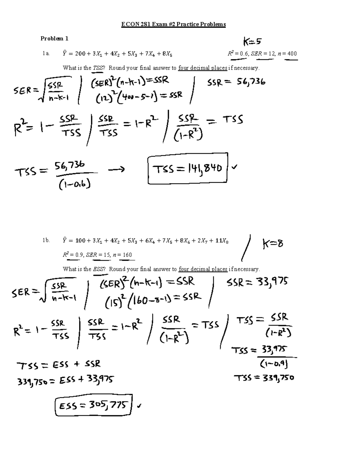 281 exam2 practice problems solutions - ECON 281 Exam # 2 Practice ...