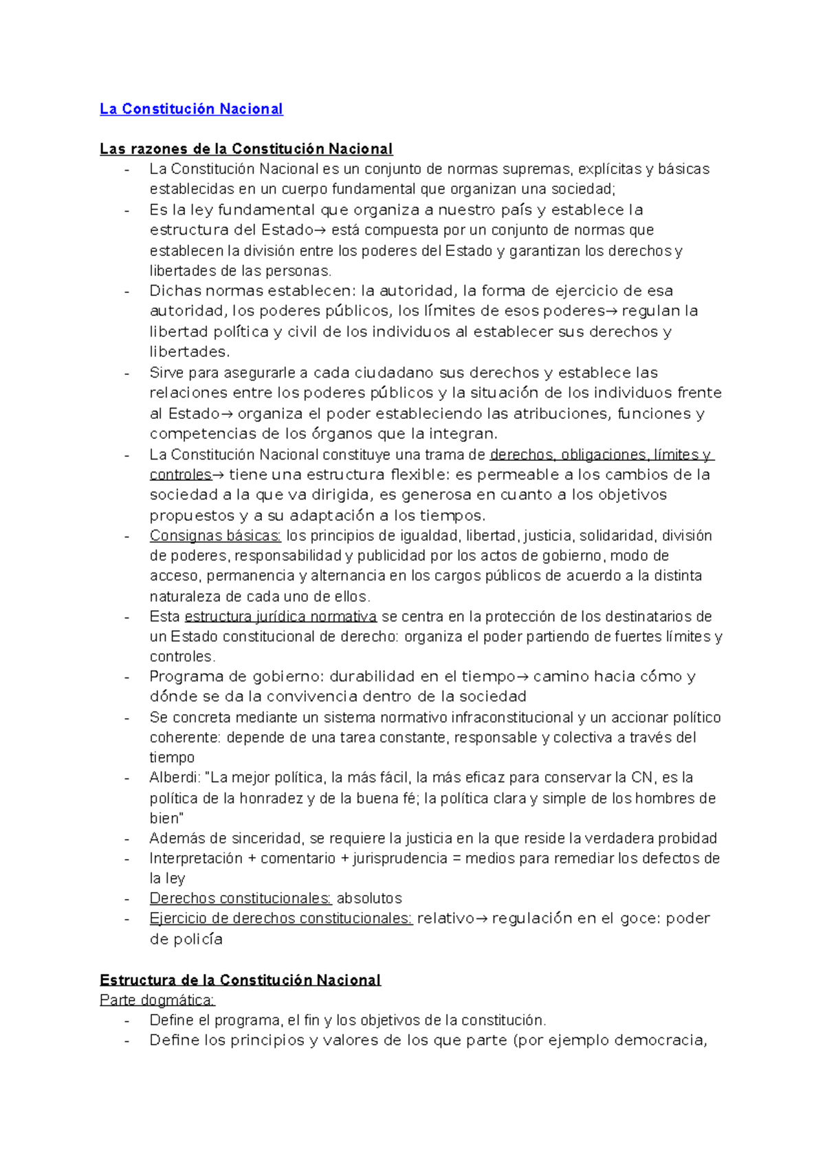 Resumen Para Primer Parcial De Constitucional - La Constitución ...