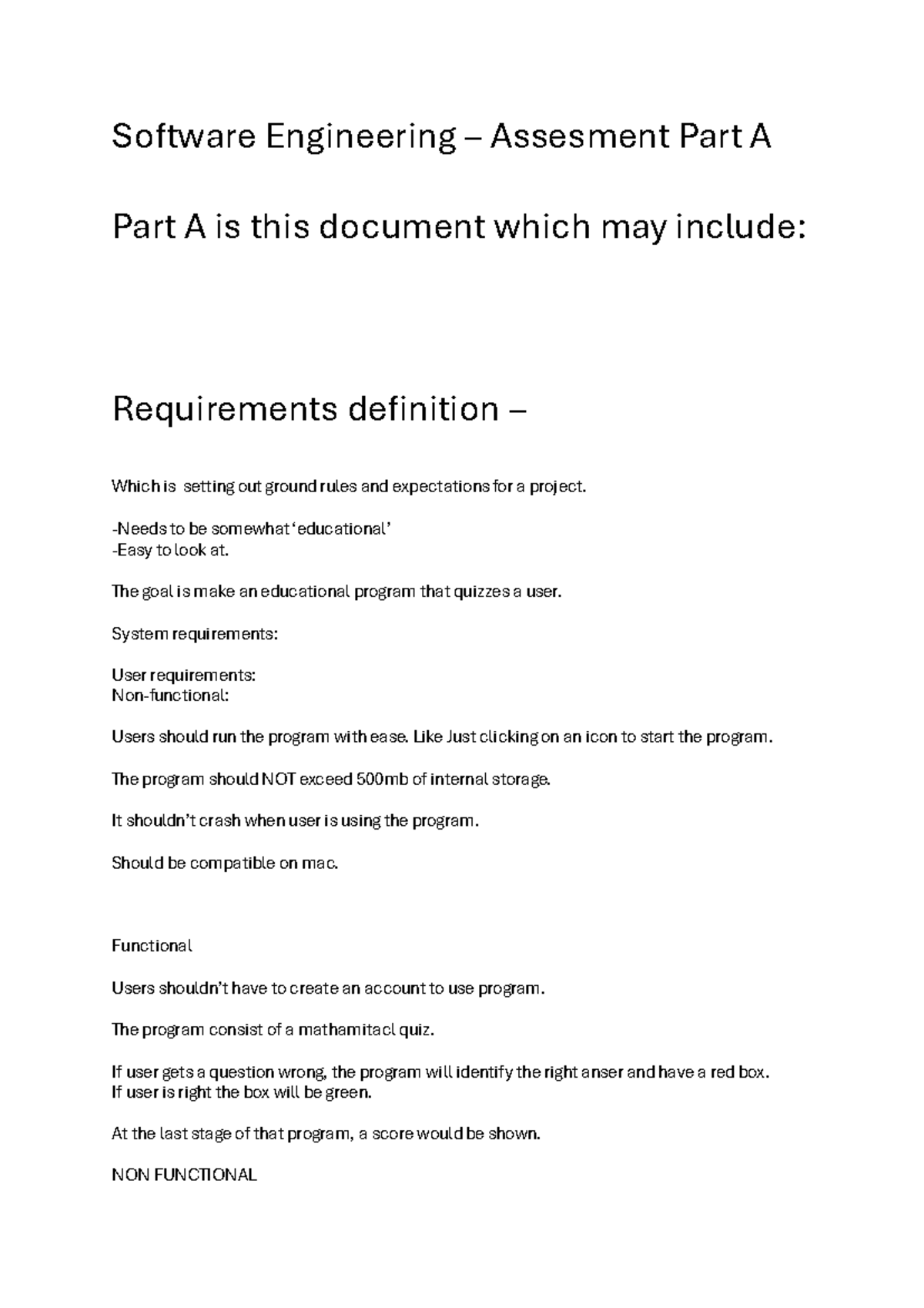 Software stuff - Was a part of my assessment, not sure if I exactly ...