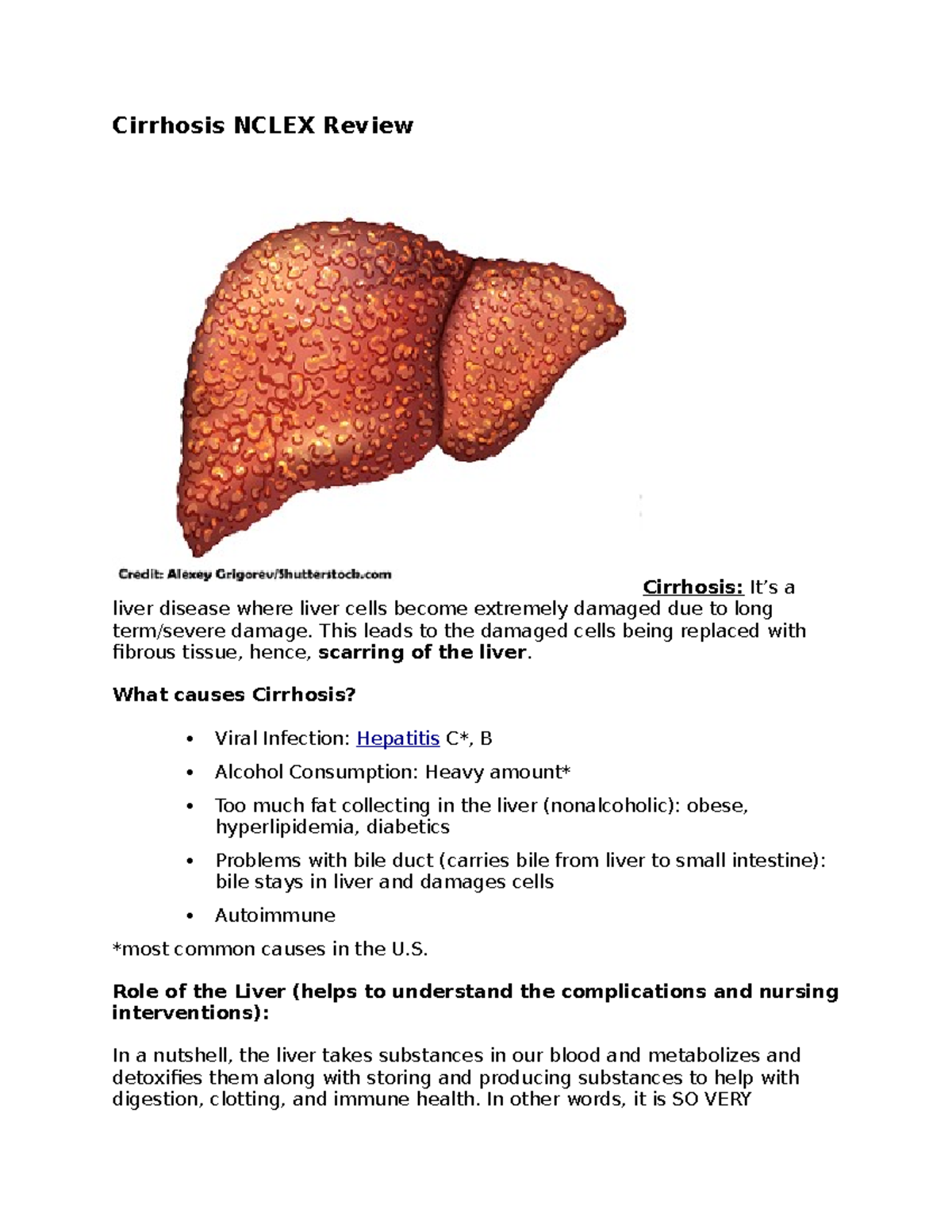 Cirrhosis Nclex Review - Cirrhosis NCLEX Review Cirrhosis: It’s A Liver ...