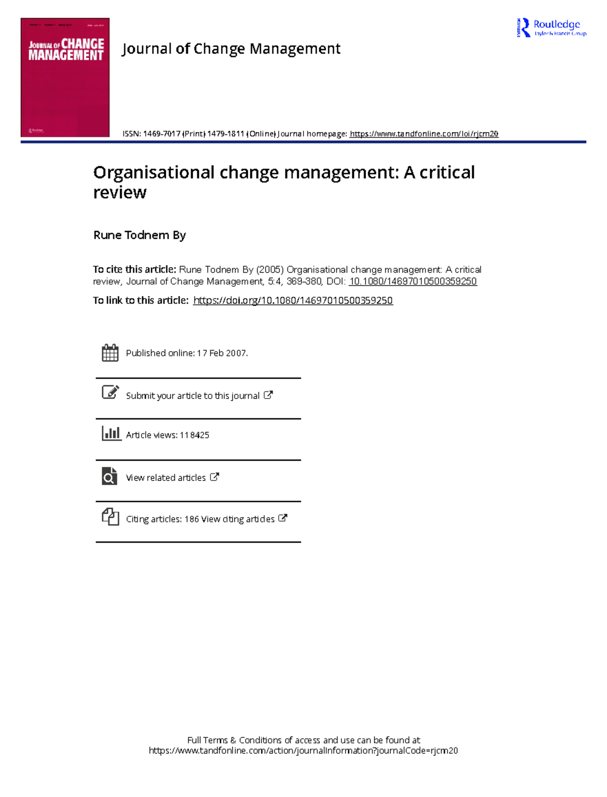 Organisational change management A critical review - Full Terms ...