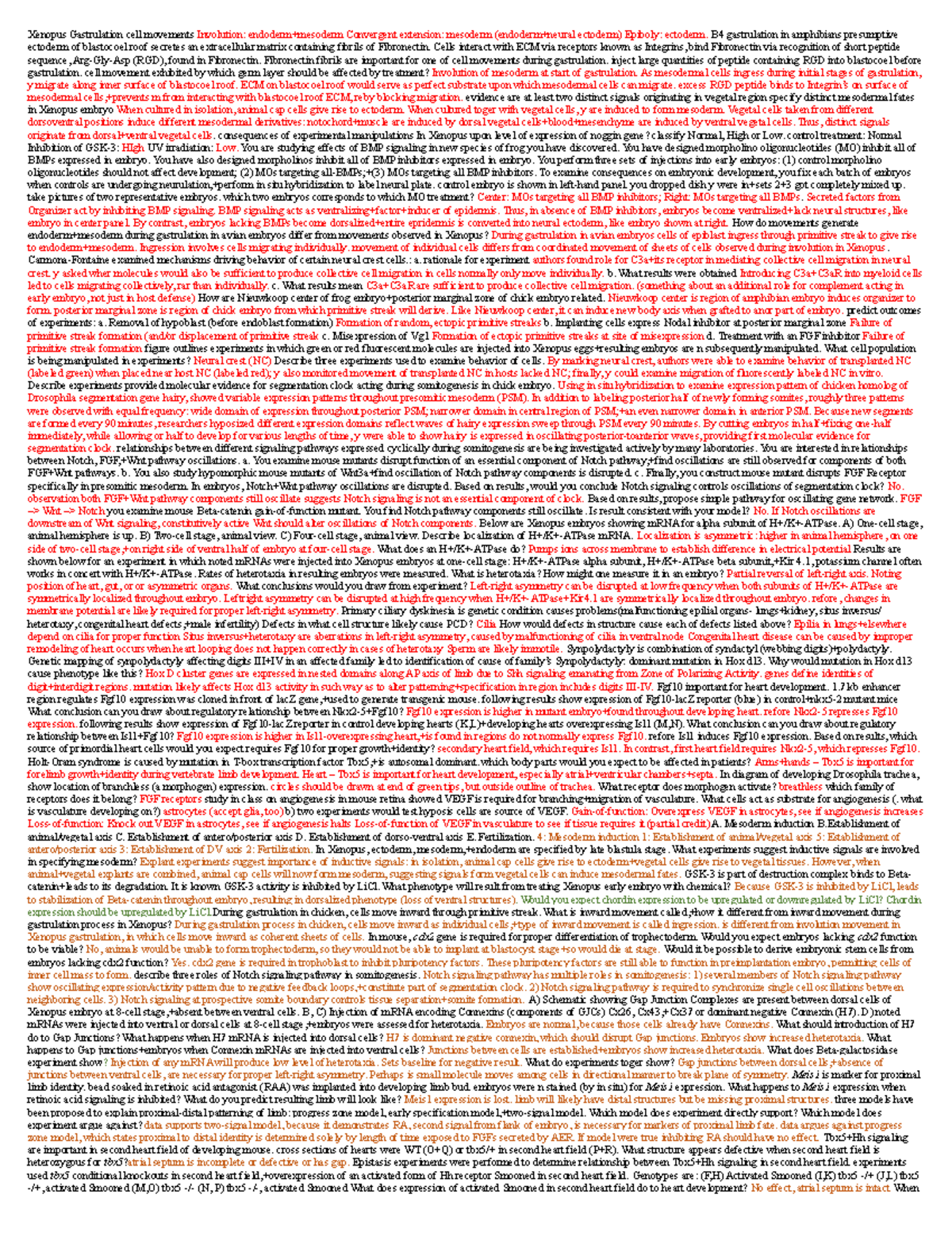 Mcb 410 cheat sheet exam 3 - Xenopus Gastrulation cell movements ...