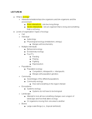 Lecture Note The Impact of Climate Change on Ecosystems and ...