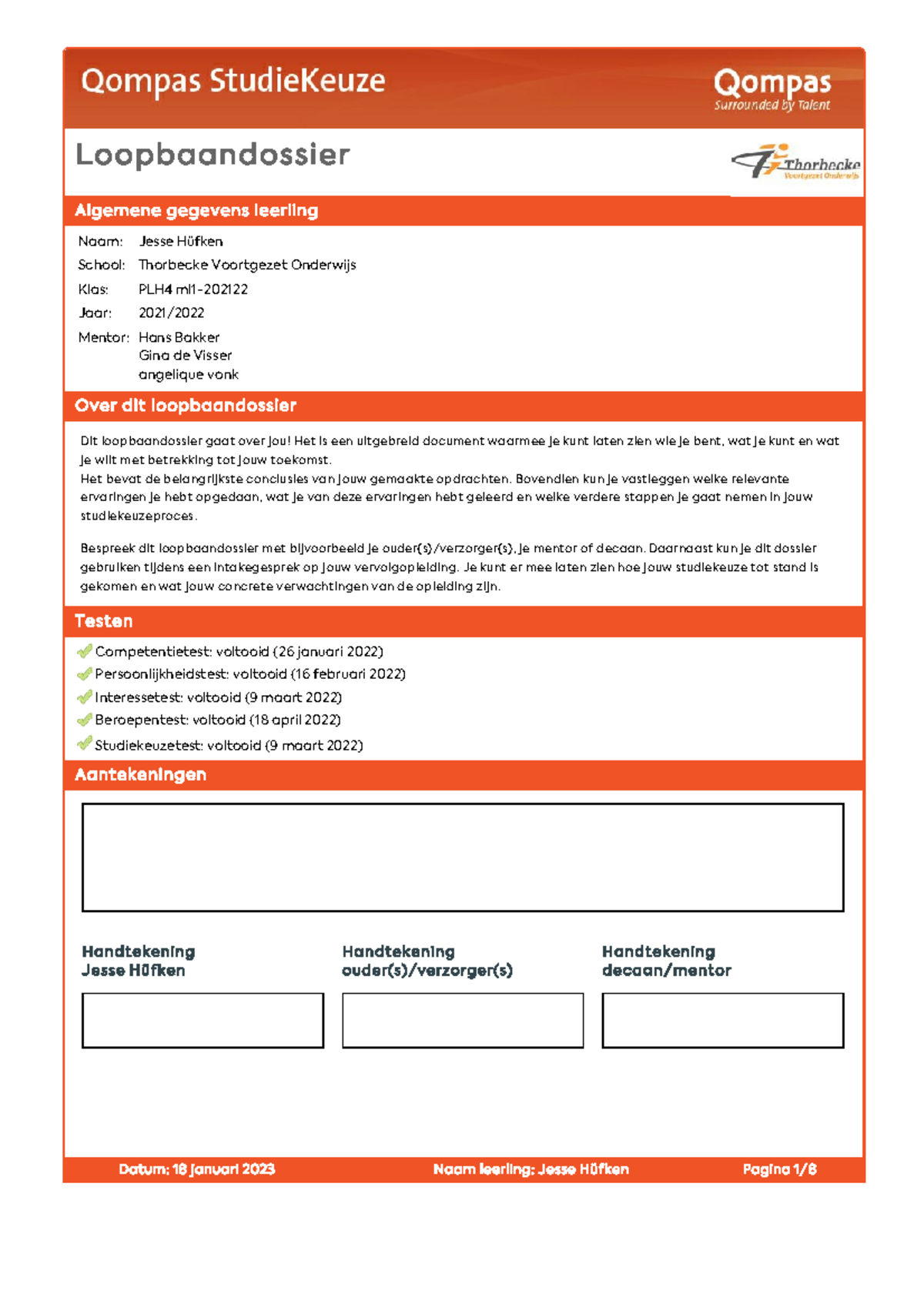 Loopbaandossier - uedfefeef - Naam: Jesse Hüfken School: Thorbecke ...