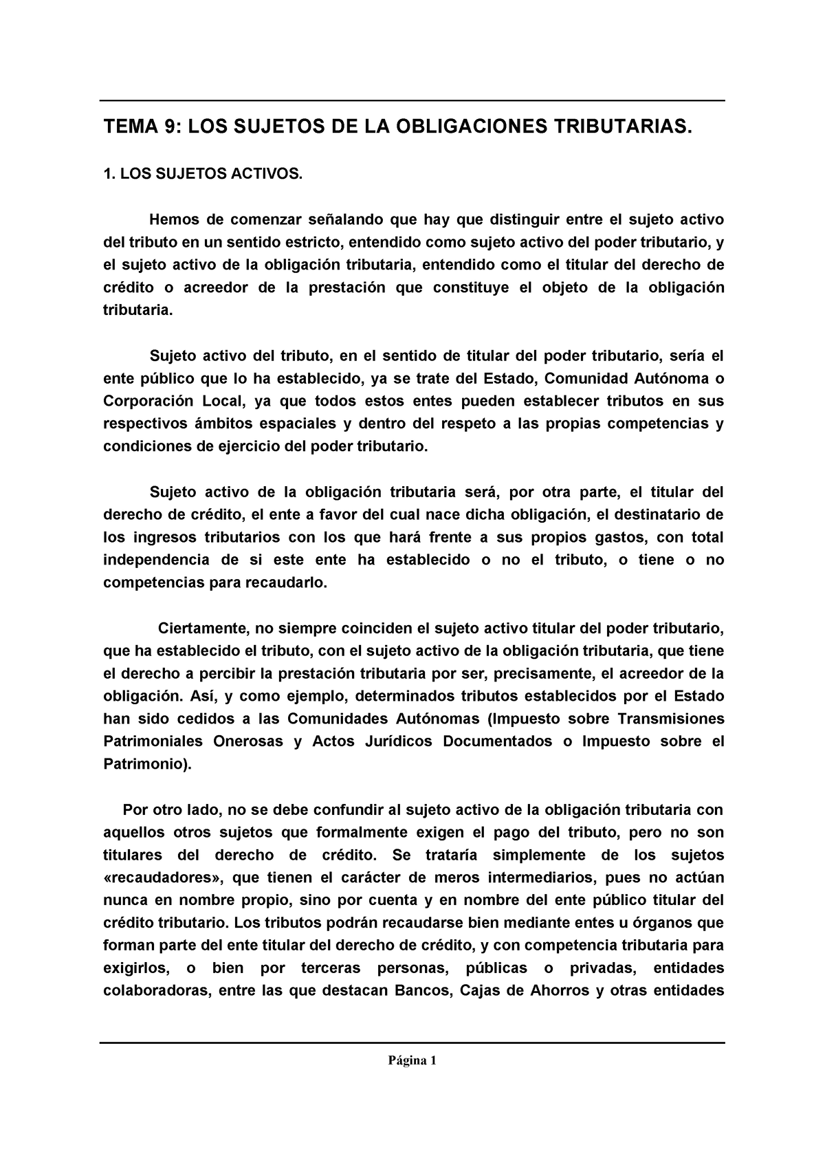 Tema 9 Sujetos De Las Obligaciones Tributarias 2 TEMA 9 LOS SUJETOS DE LA OBLIGACIONES Studocu