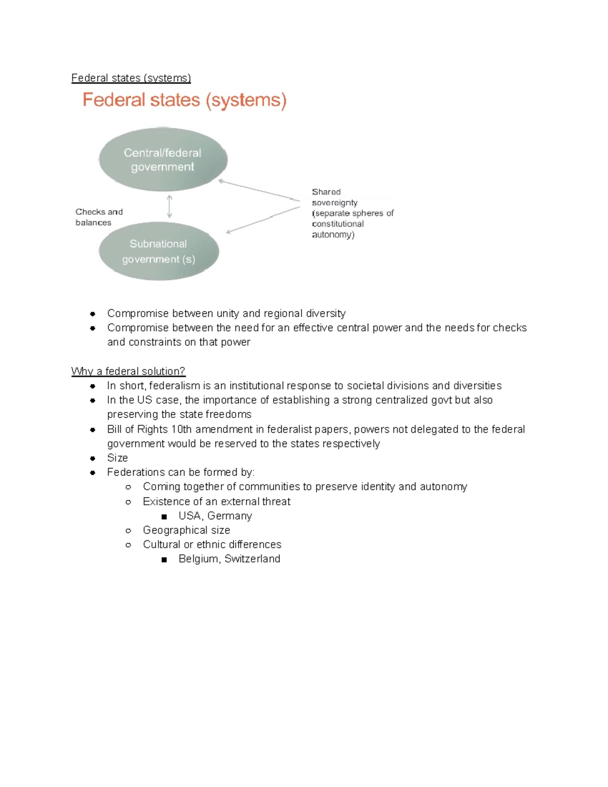 POSC015 Notes Part 3/9 - Federal states (systems) Compromise between ...