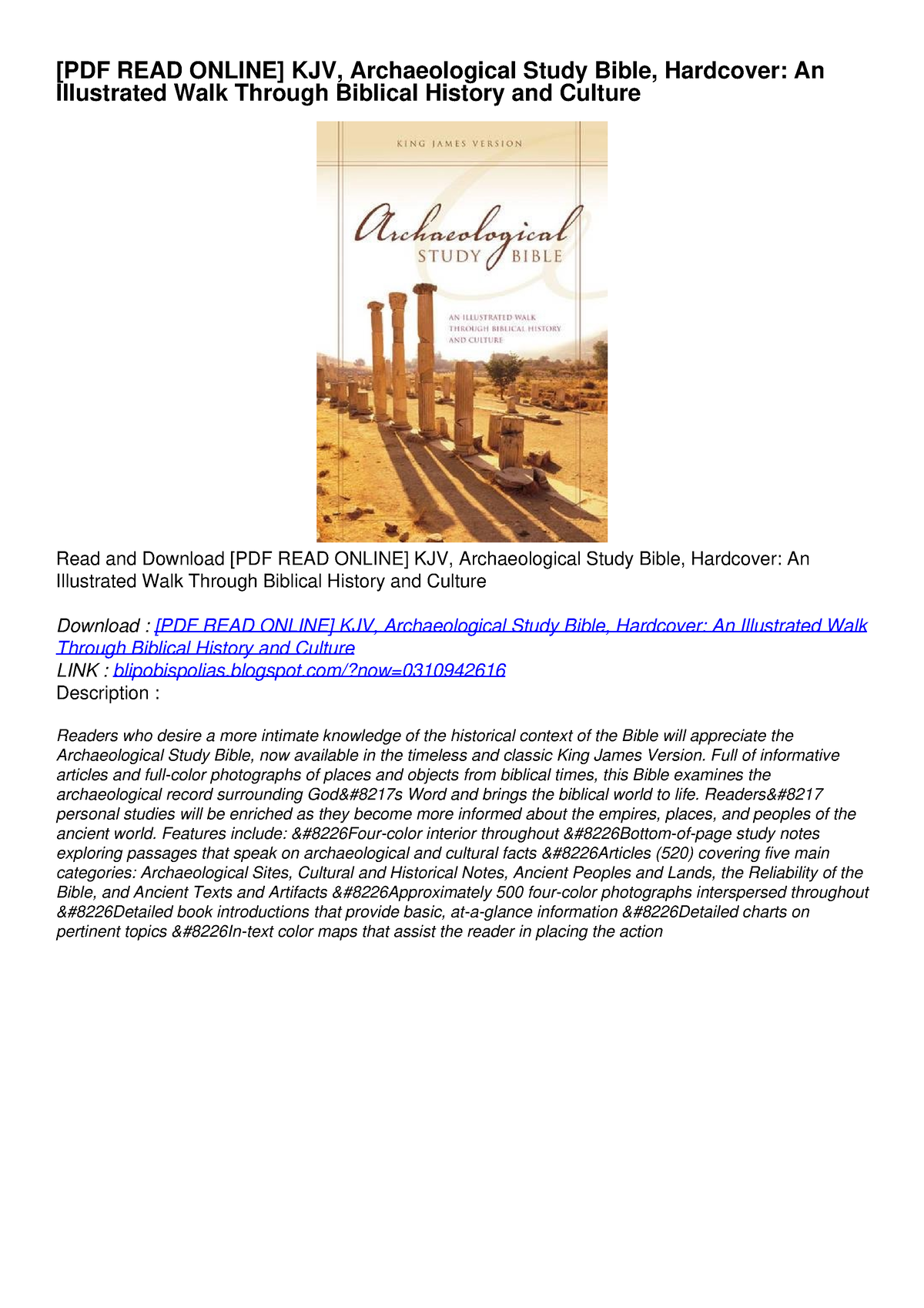 [PDF READ ONLINE] KJV, Archaeological Study Bible, Hardcover: An ...