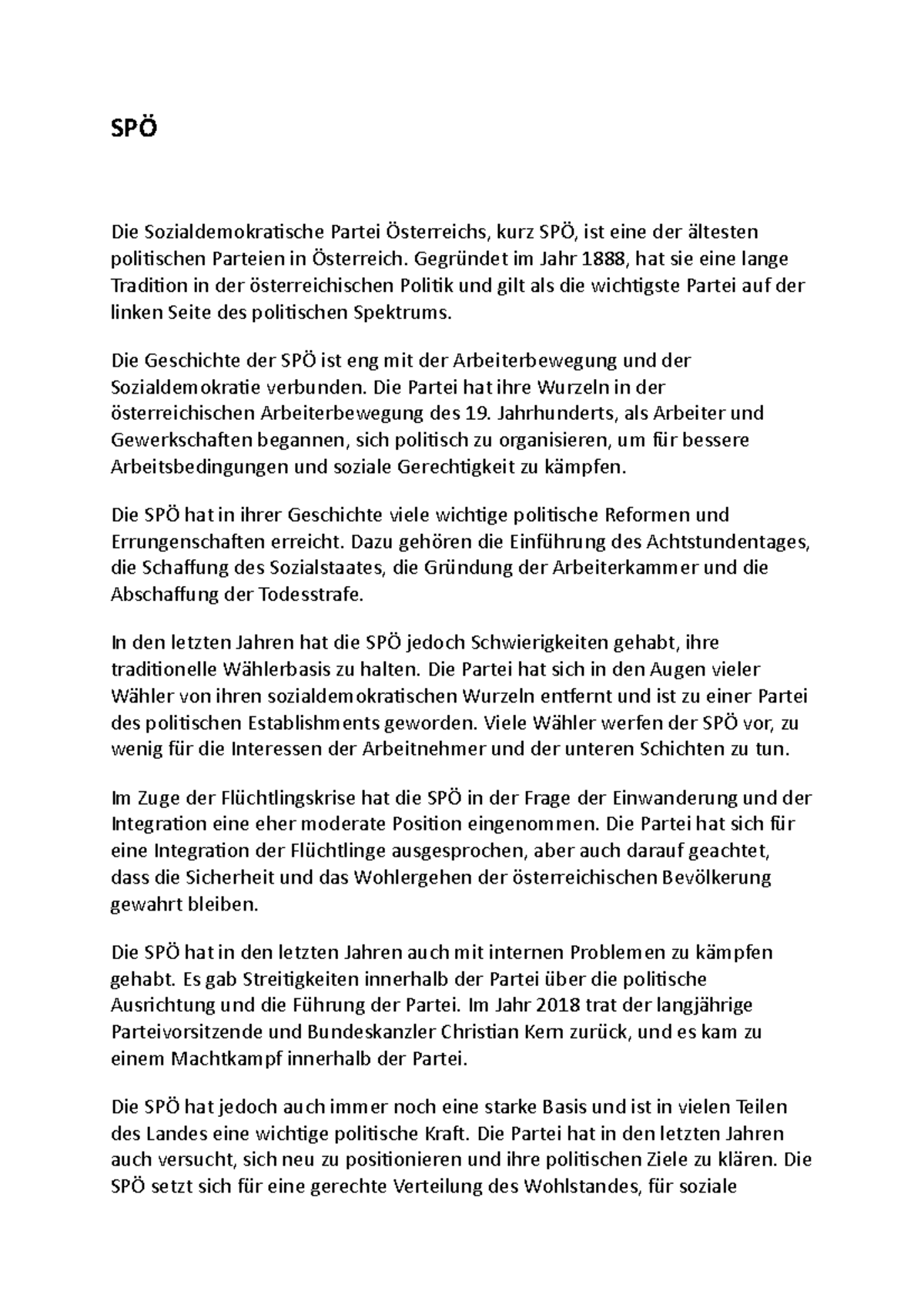 SPÖ - Politikwissenschaft Wintersemester - SPÖ Die Sozialdemokratische ...