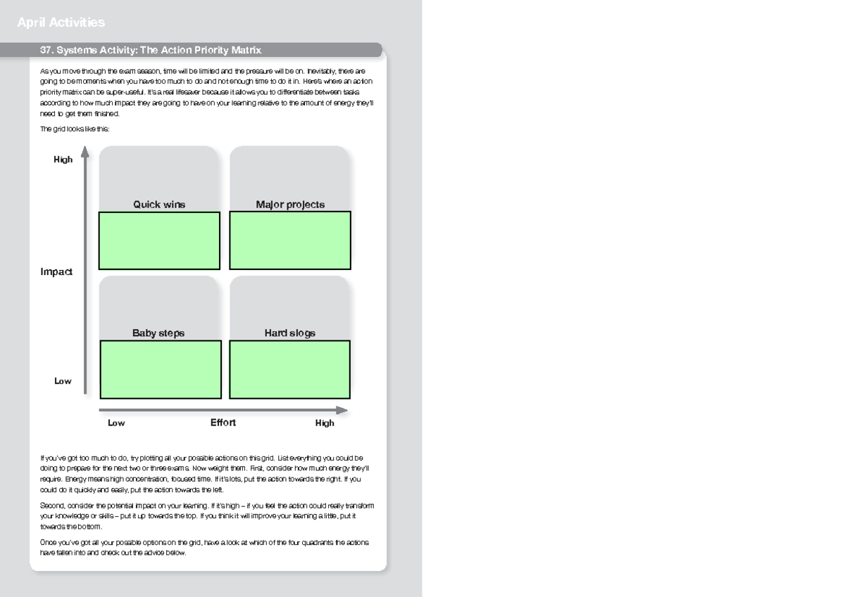 Systems - Action Priority Matrix - April Activities 37. Systems ...