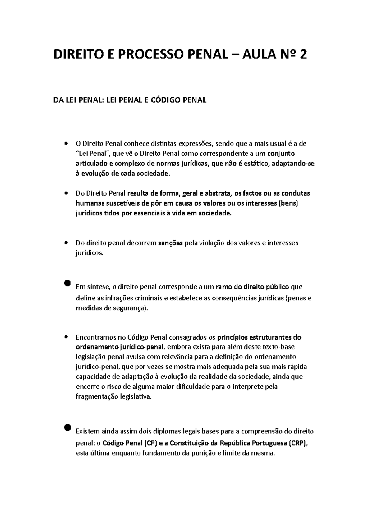 Direito E Processo Penal Aula 2 Direito E Processo Penal Aula Nº 2 Da Lei Penal Lei Penal 6573