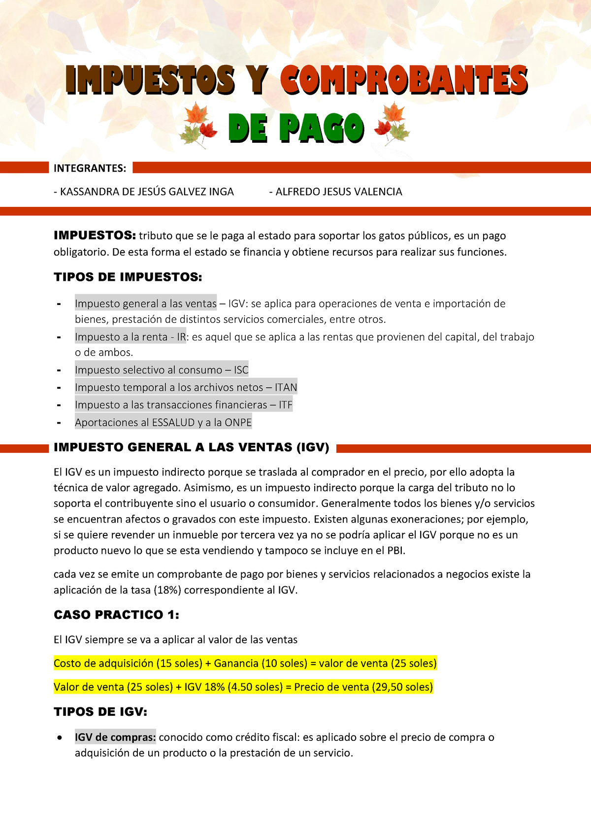 Impuestos Y Comprobantes De Pago - IMPUESTOS Y COMPROBANTES DE PAGO ...