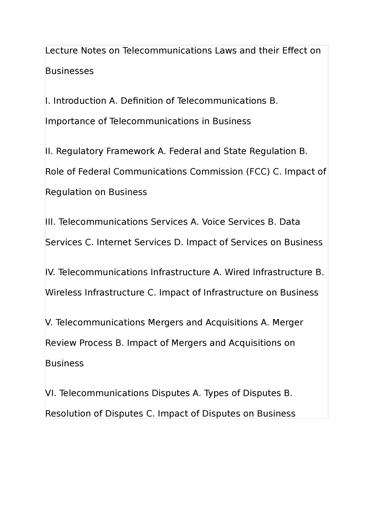 Telecommunications Laws - Introduction A. Definition Of ...