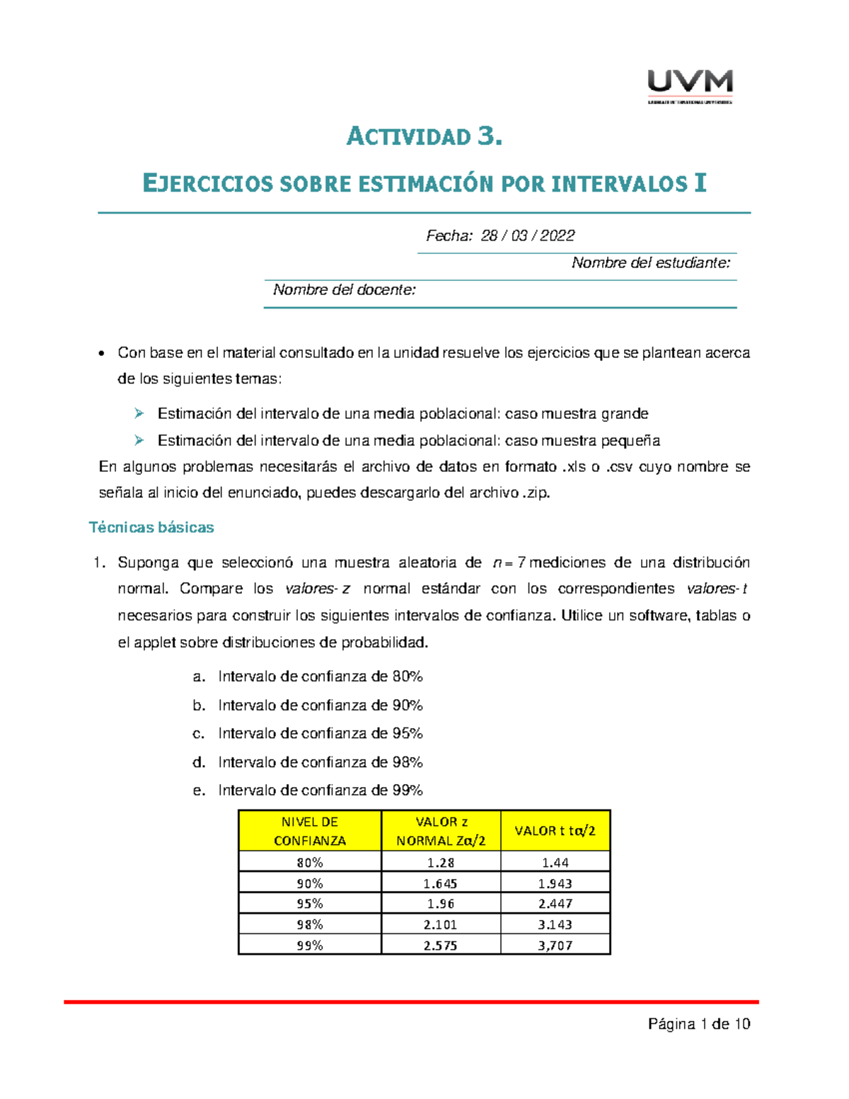 A3 Ejercicios Estadistica Inferencia - ACTIVIDAD 3. EJERCICIOS SOBRE ...