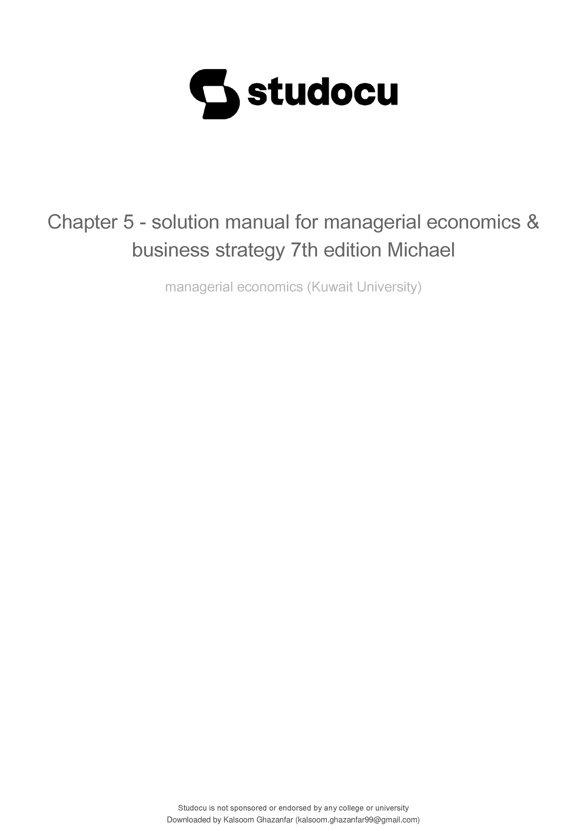 Chapter 5 Solution Manual For Managerial Economics Business Strategy ...