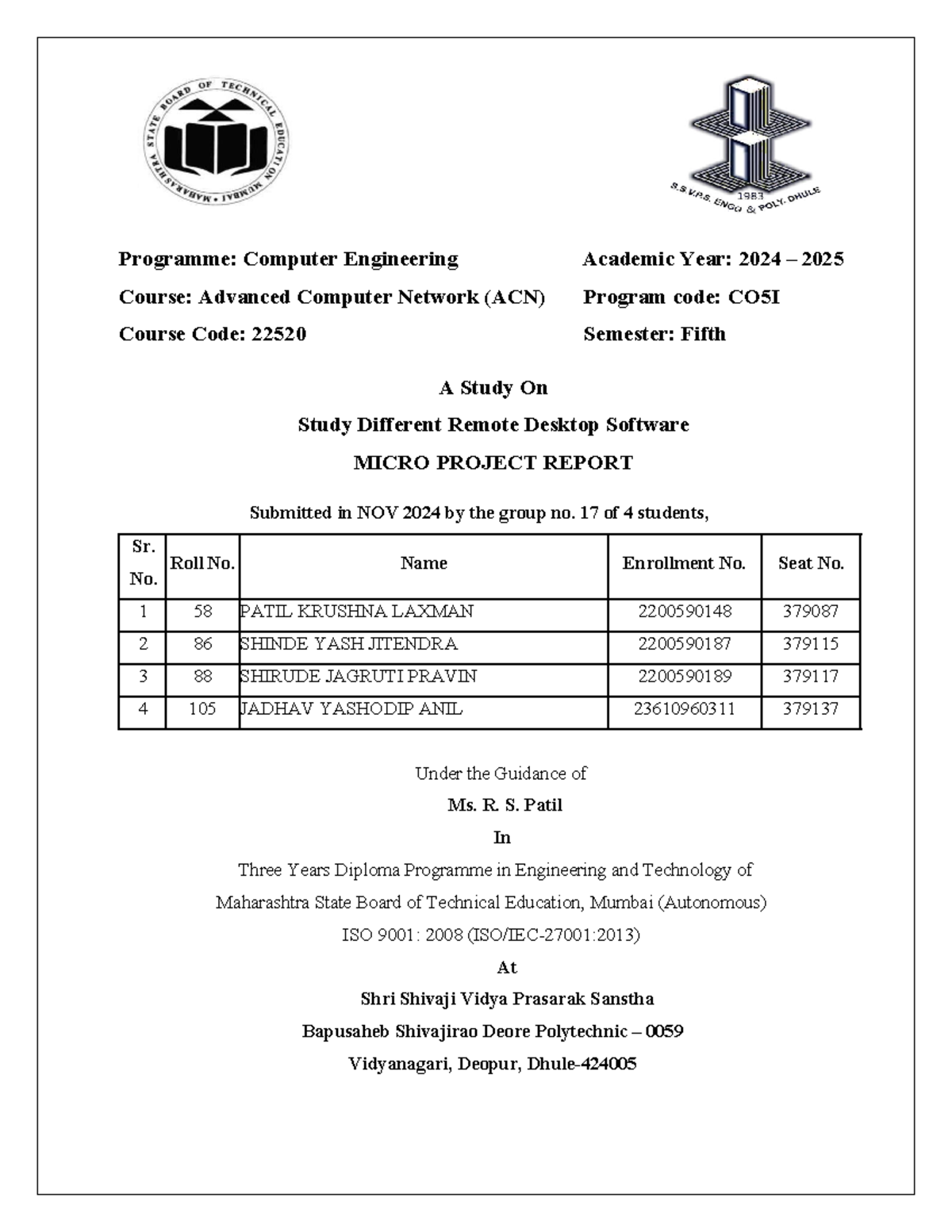 Final ACN report (1) - advanced java programming - Programme: Computer ...