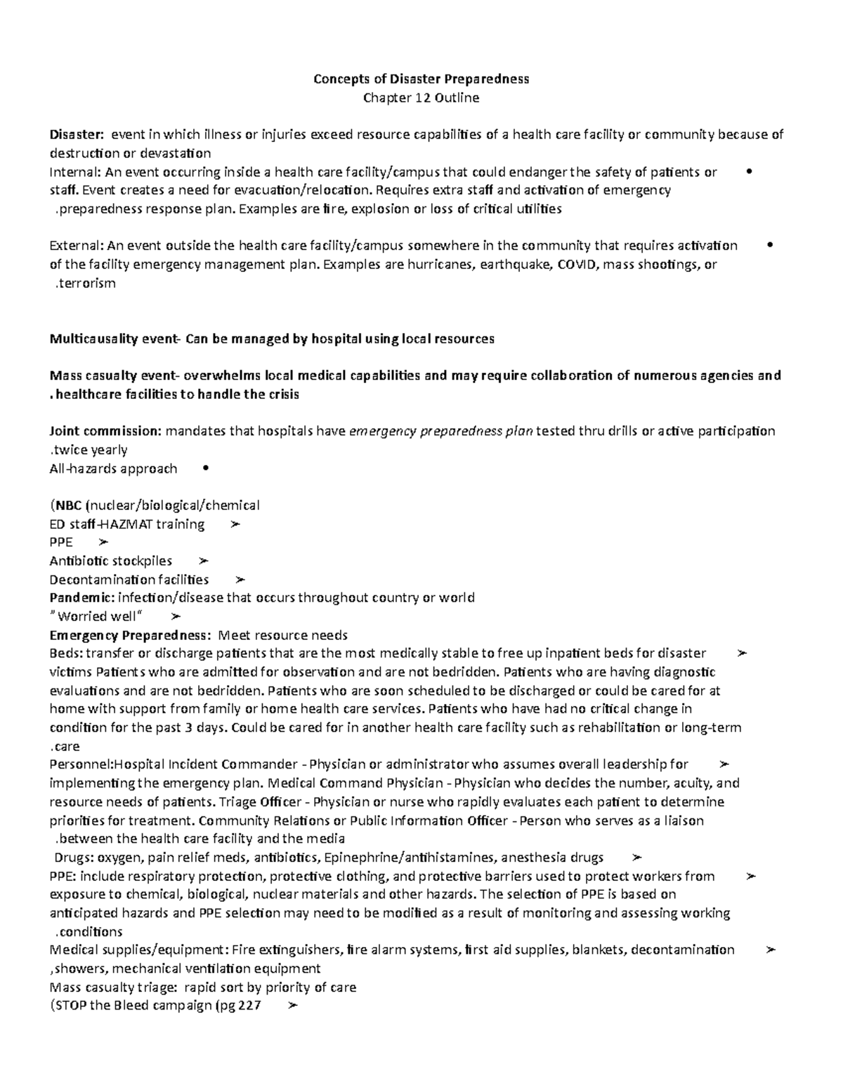 Concepts Of Disaster Preparedness Chapter 12 Outline - Concepts Of ...