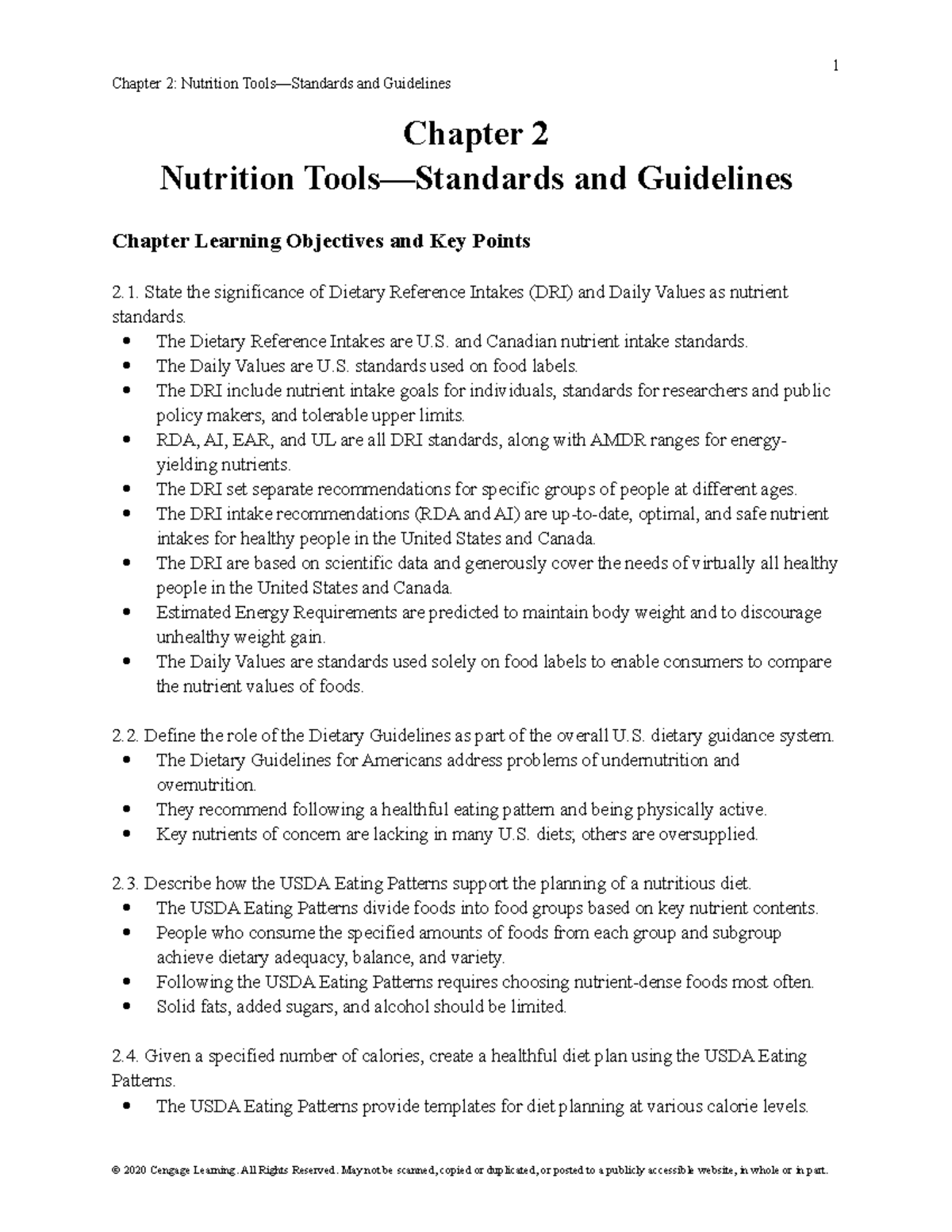 15e Ch02outline Lecture Notes Ch 2 Chapter Nutrition And Guidelines Chapter Nutrition And Guidelines Chapter Learning Objectives And Key Points State The Studocu