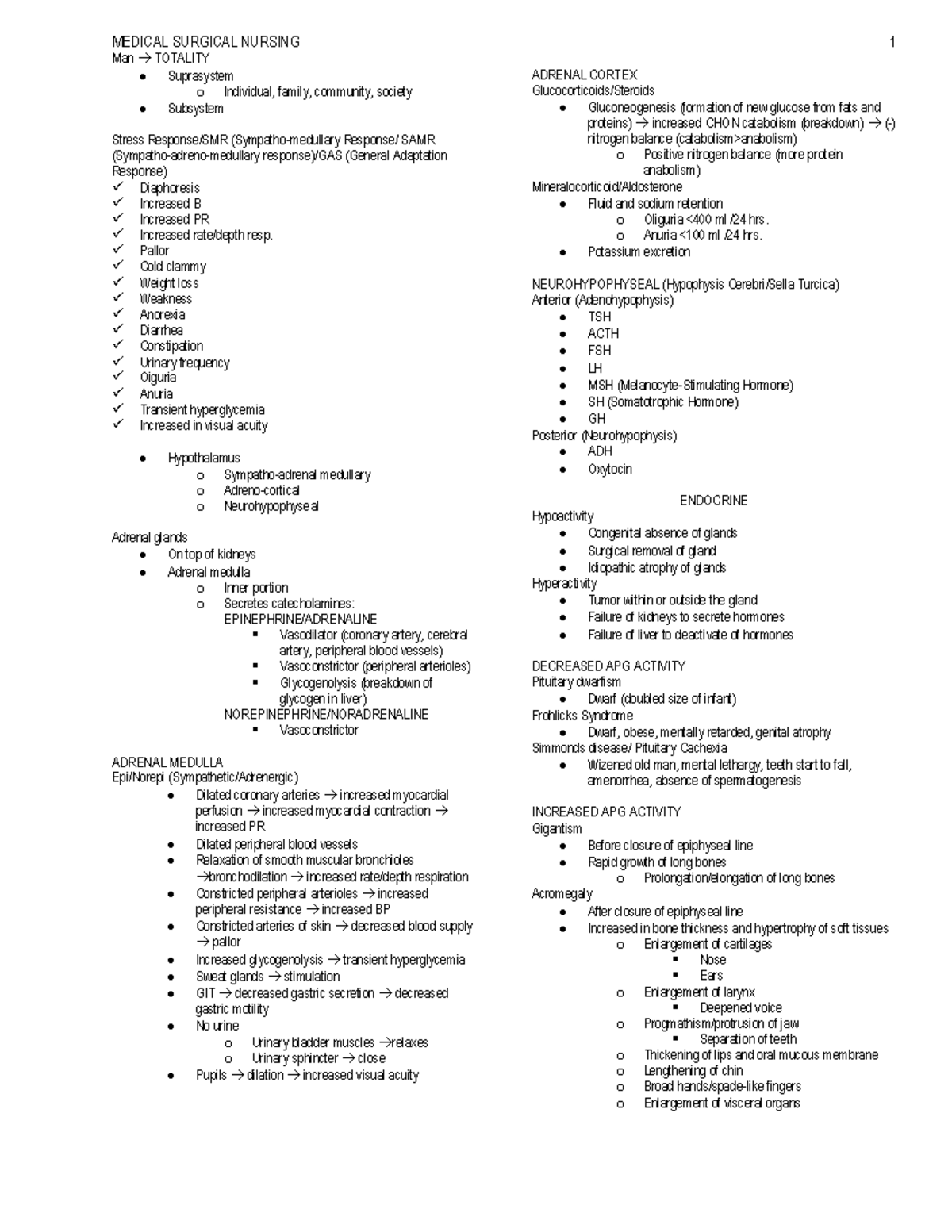 MED-SURG - None - Man → TOTALITY - Suprasystem ADRENAL CORTEX o ...