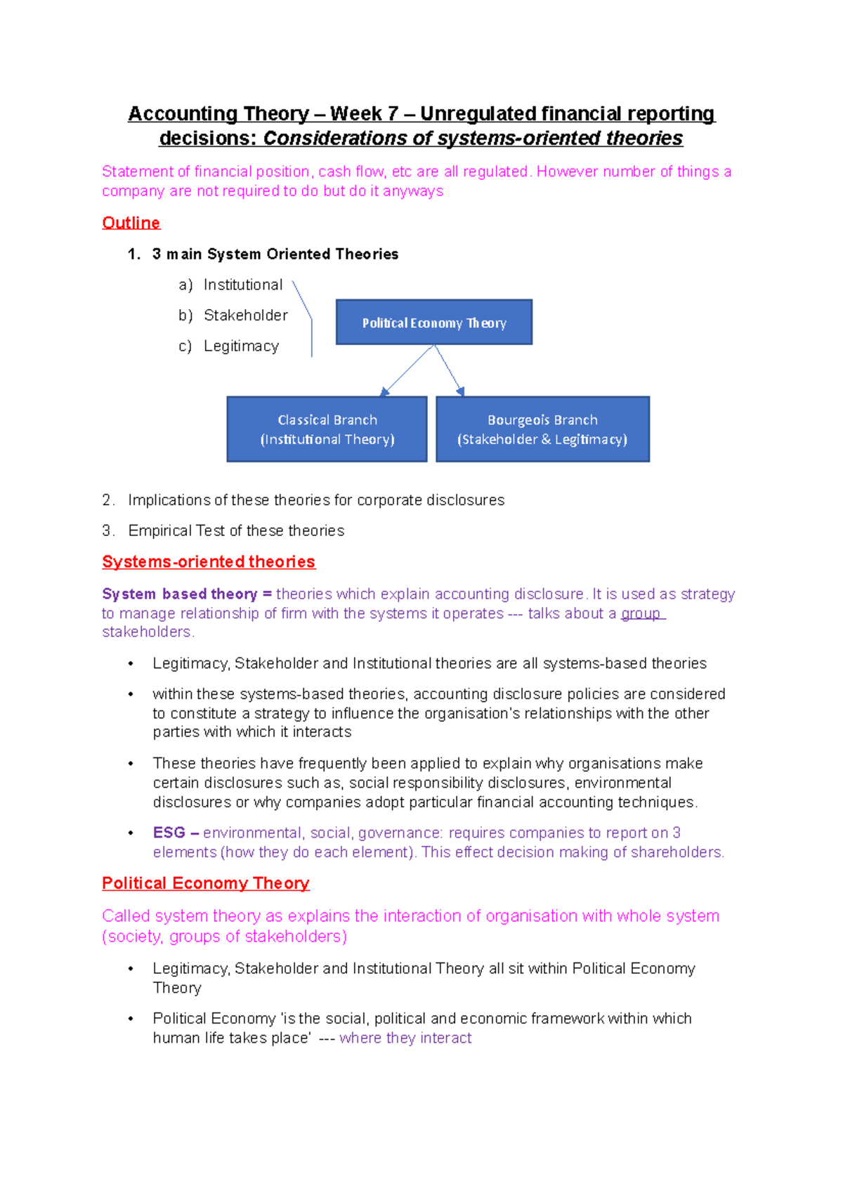 Accounting Theory week 7 notes - Accounting Theory – Week 7 ...