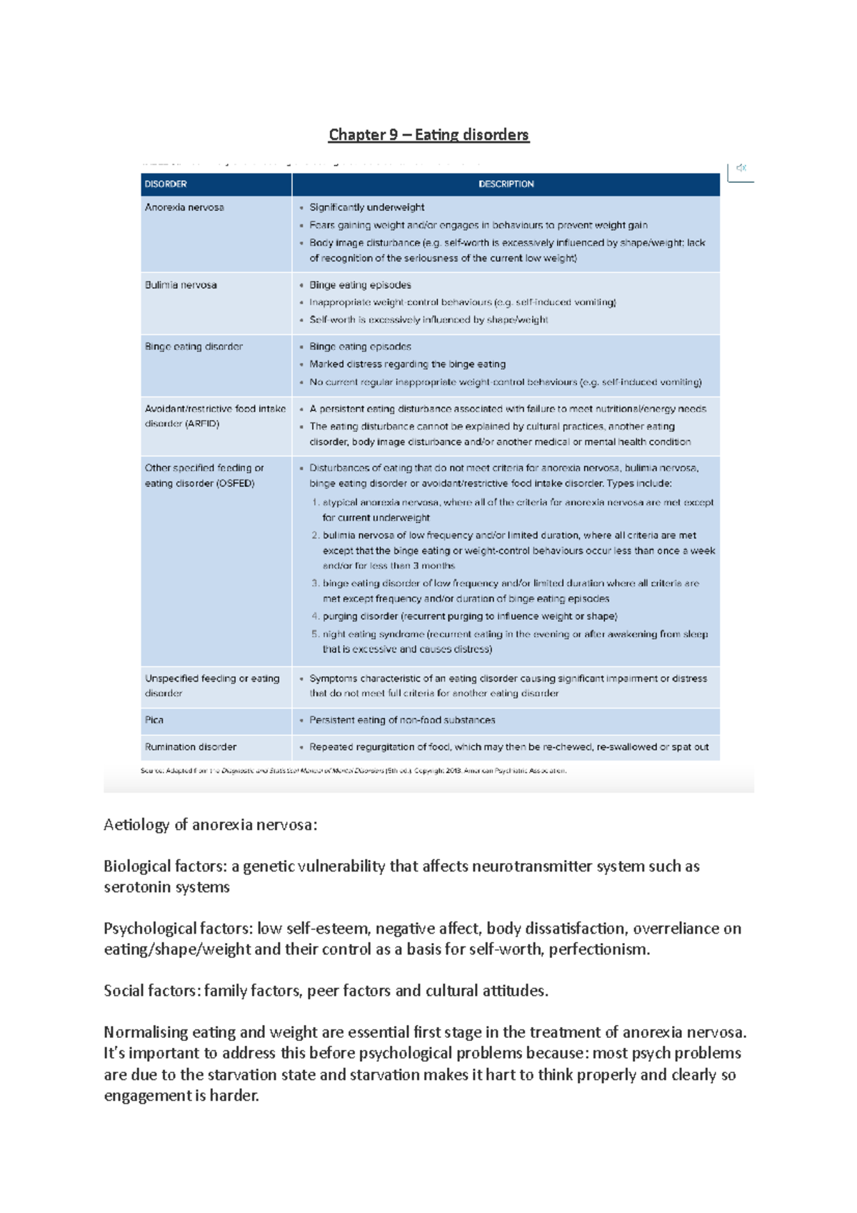 Clinical Abnormal psych Chapter 9 - Chapter 9 – Eating disorders ...