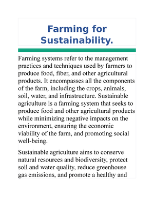 Farming System And Sustainable Agriculture 2 - System That Seeks To ...