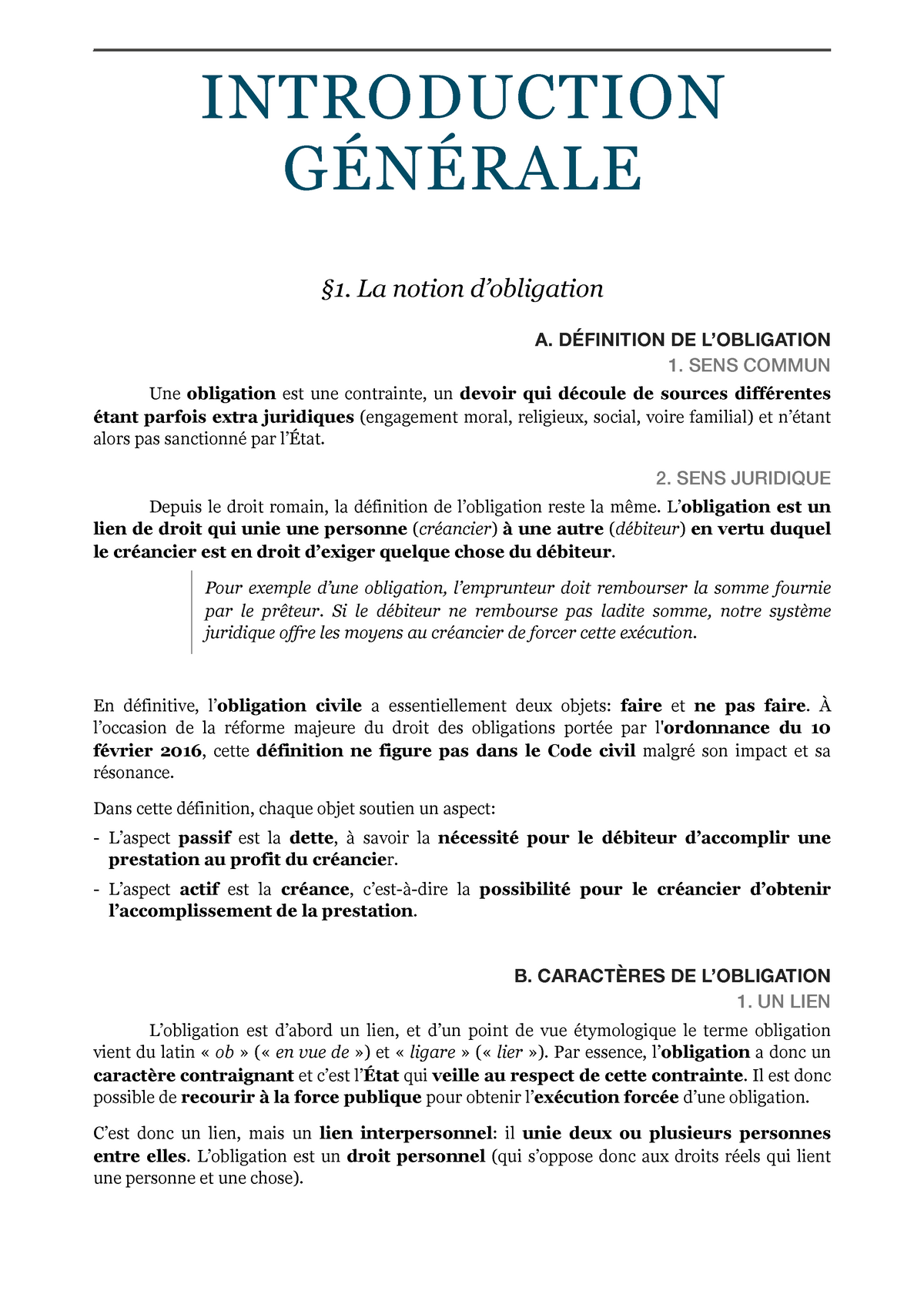 la notion d'obligation dissertation