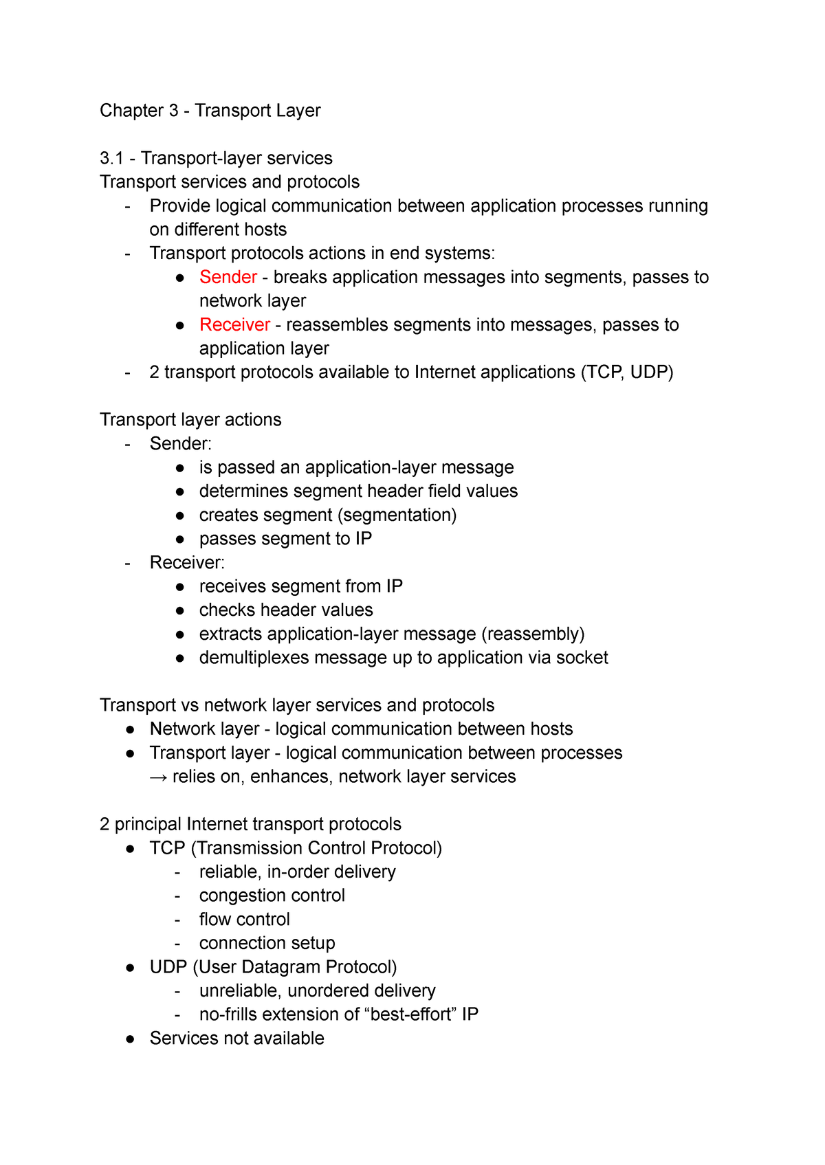 Transport Layer - Week 5 6 - Chapter 3 - Transport Layer 3 - Transport ...