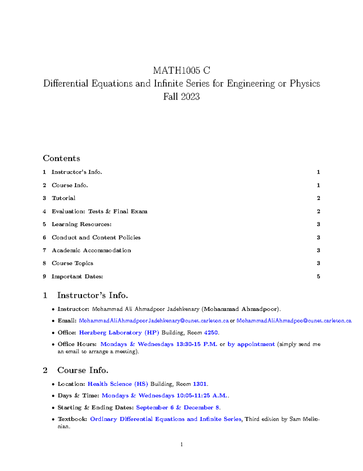 Outline-MATH1005C - Summary Differential Equations and Infinite Series ...