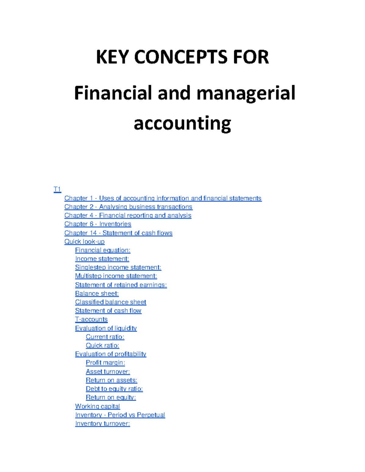 Financial And Managerial Accounting T1 - Management Accounting: Focused ...