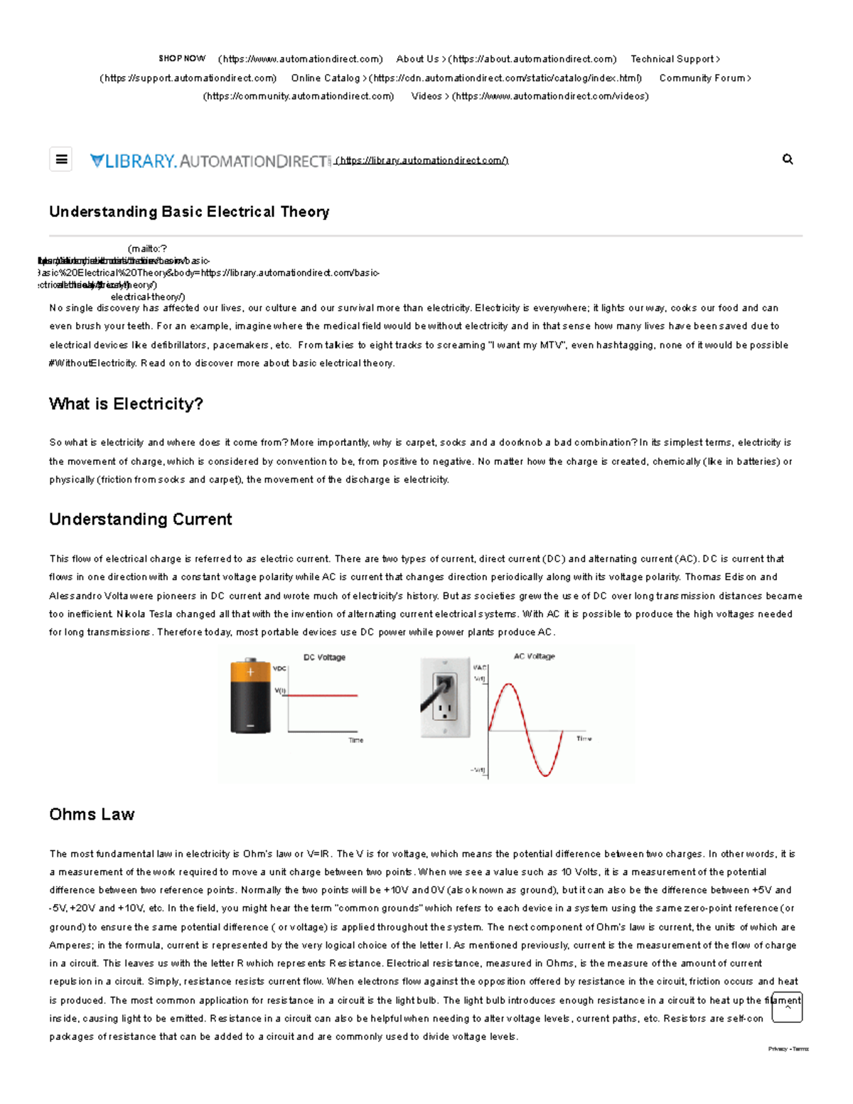 Basic Electrical Theory Ohms Law Current Circuits More