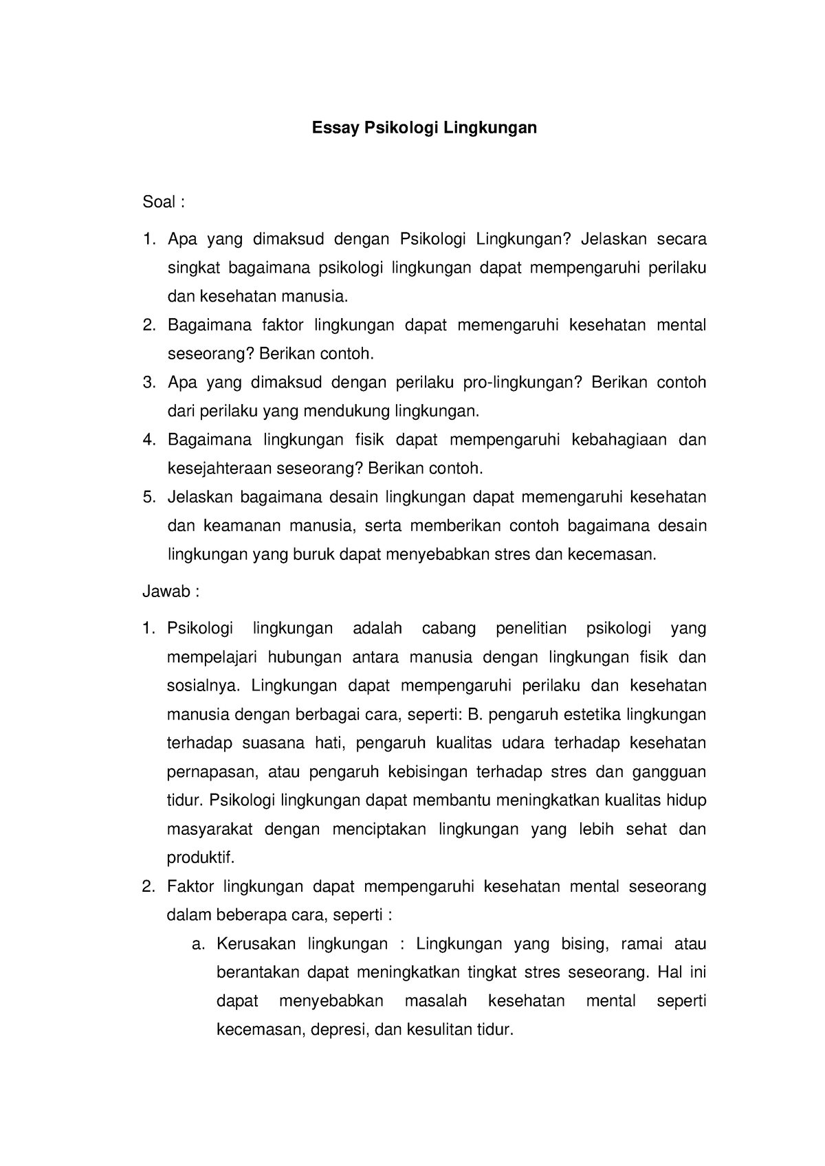 contoh essay argumentatif psikologi