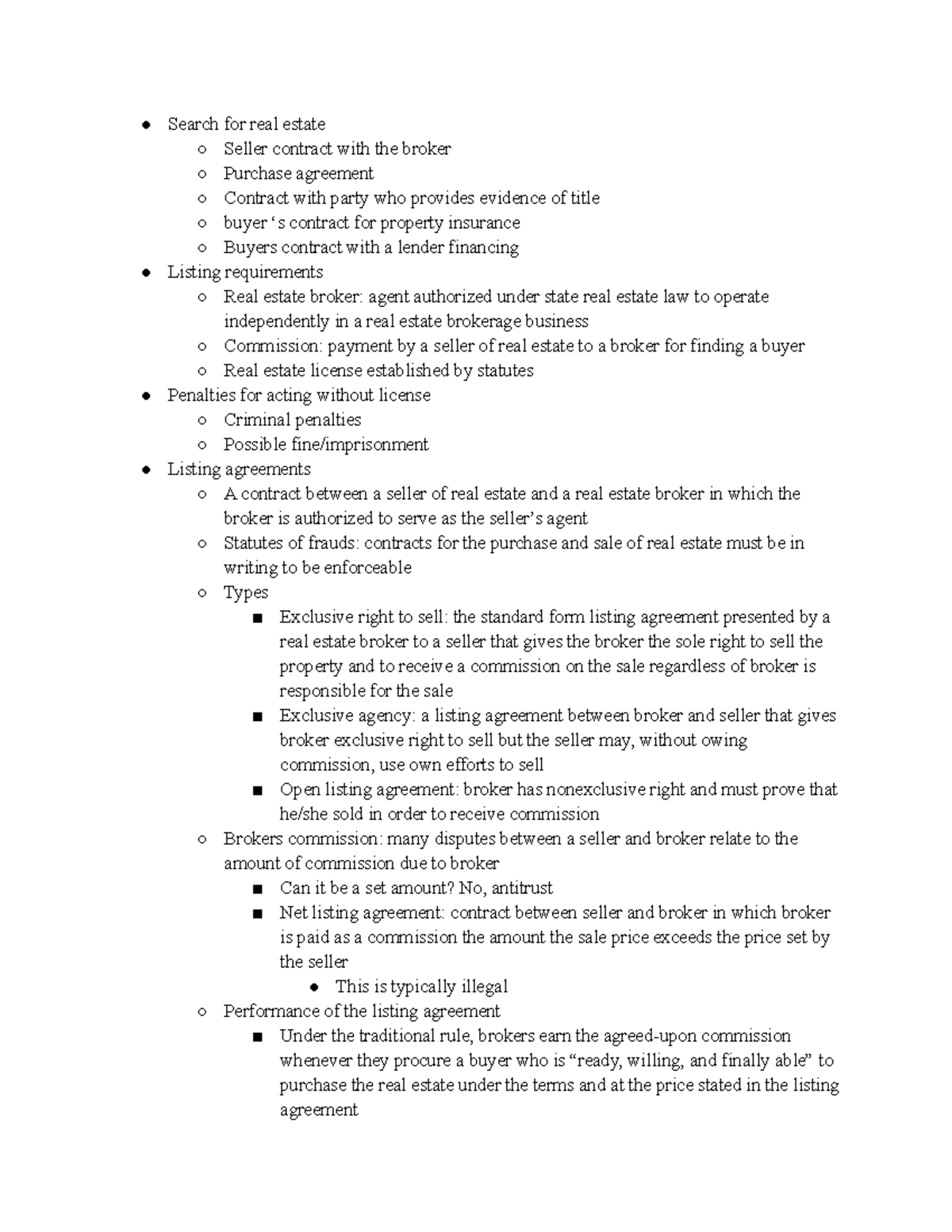 Chapter 6 - NOTES! - Search for real estate Seller contract with the ...
