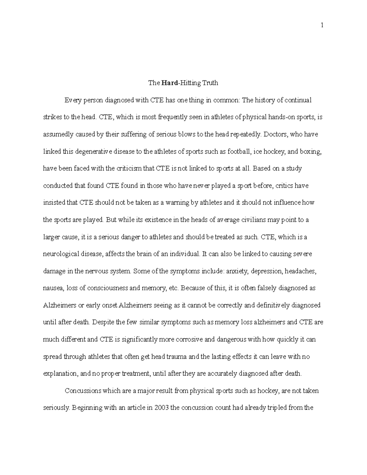 The HardHitting Truth The Hard Hitting Truth Every person diagnosed