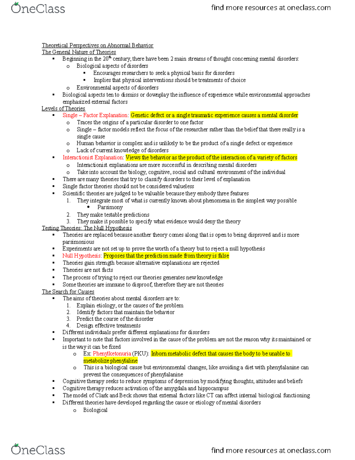 Chapter 2 Notes criminology - Theoretical Perspectives on Abnormal ...