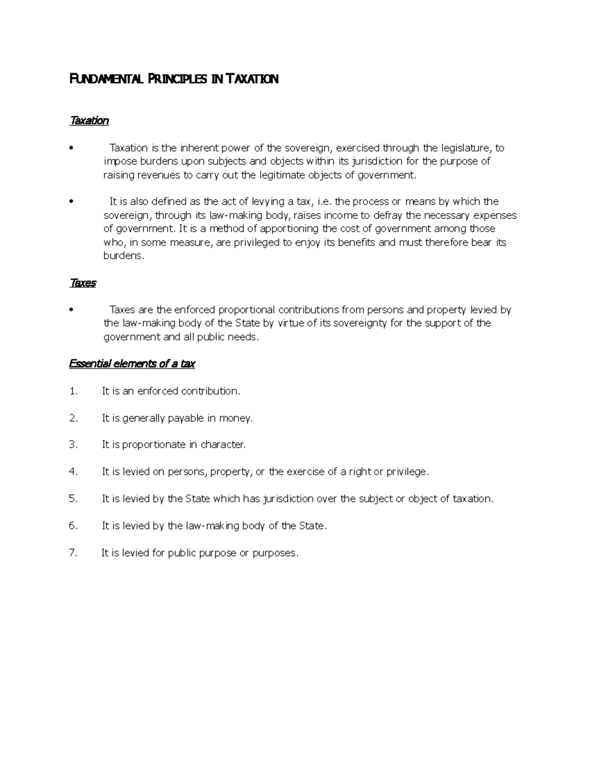 Fundamental Principles In Taxation Taxat - FUNDAMENTAL PRINCIPLES IN ...