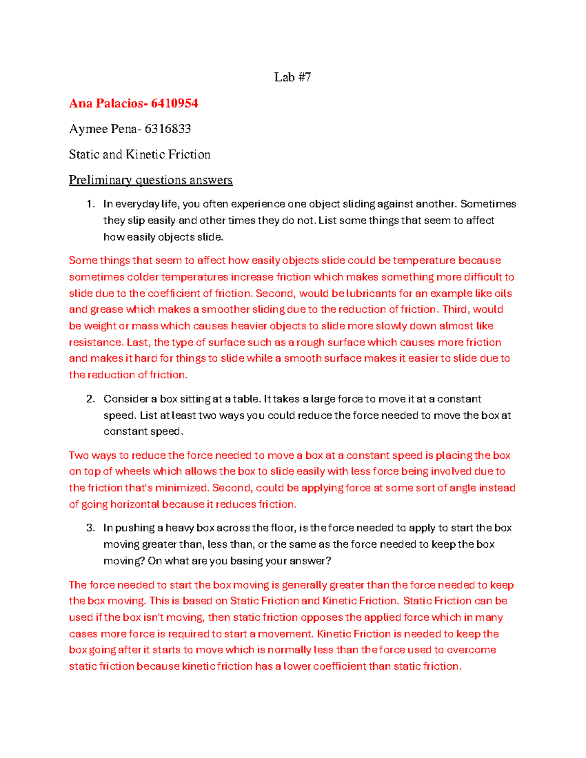 Lab 7 physics report - Lab Ana Palacios- 6410954 Aymee Pena- 6316833 ...