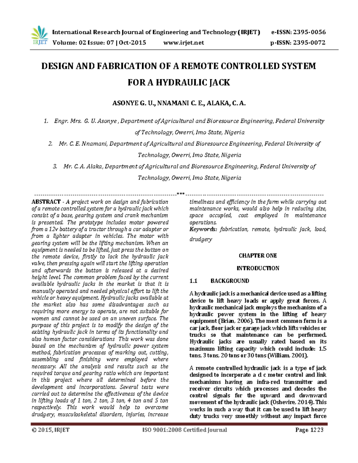 Trade - Volume: 02 Issue: 07 | Oct-2015 irjet p-ISSN: 2395- DESIGN AND ...